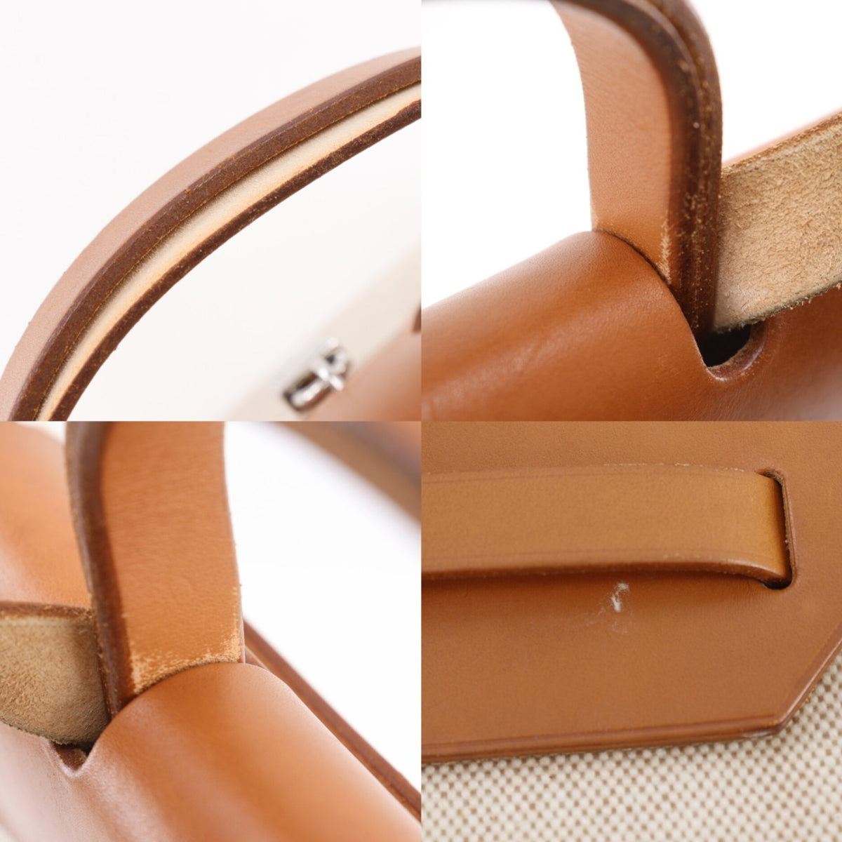 Hermes Her Bag Beige Black Toile H Shoulder Bag (Pre-Owned)