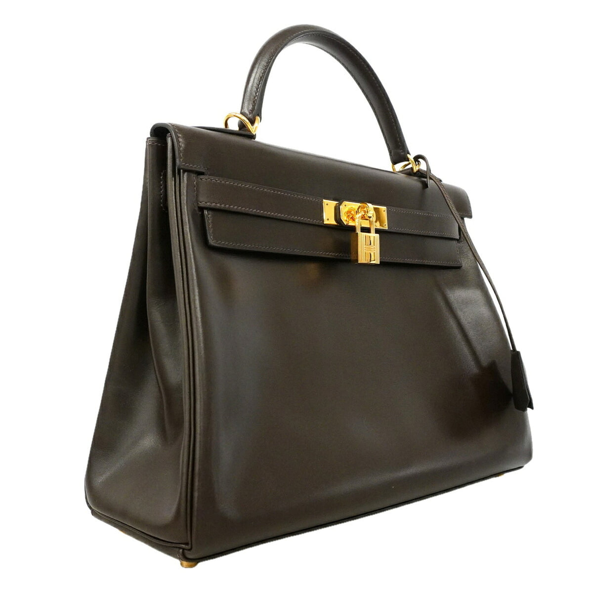 Hermes Brown Box Calf Leather Handbag (Pre-Owned)