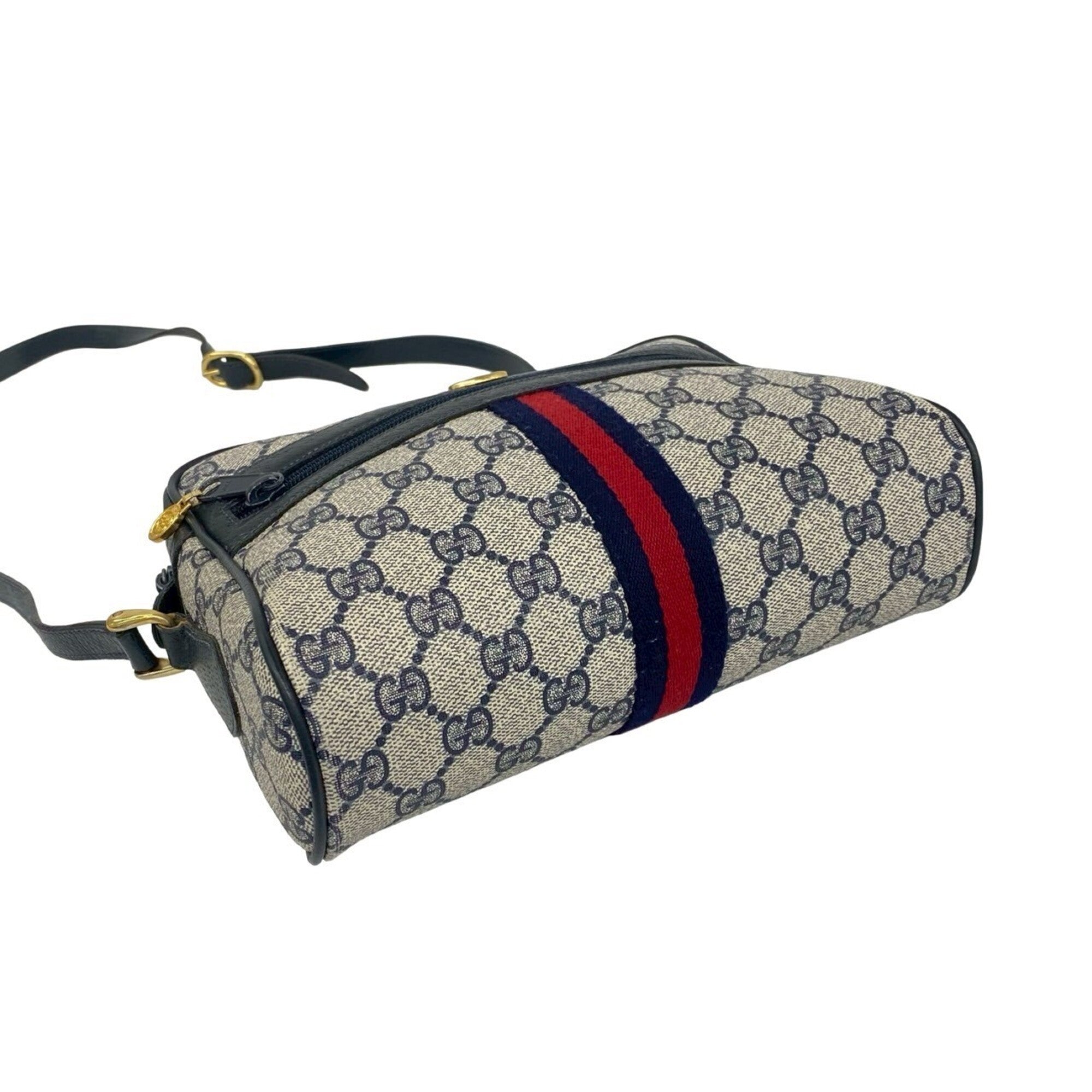 Gucci Navy Red Color Leather Pvc Shoulder Bag (Pre-Owned)