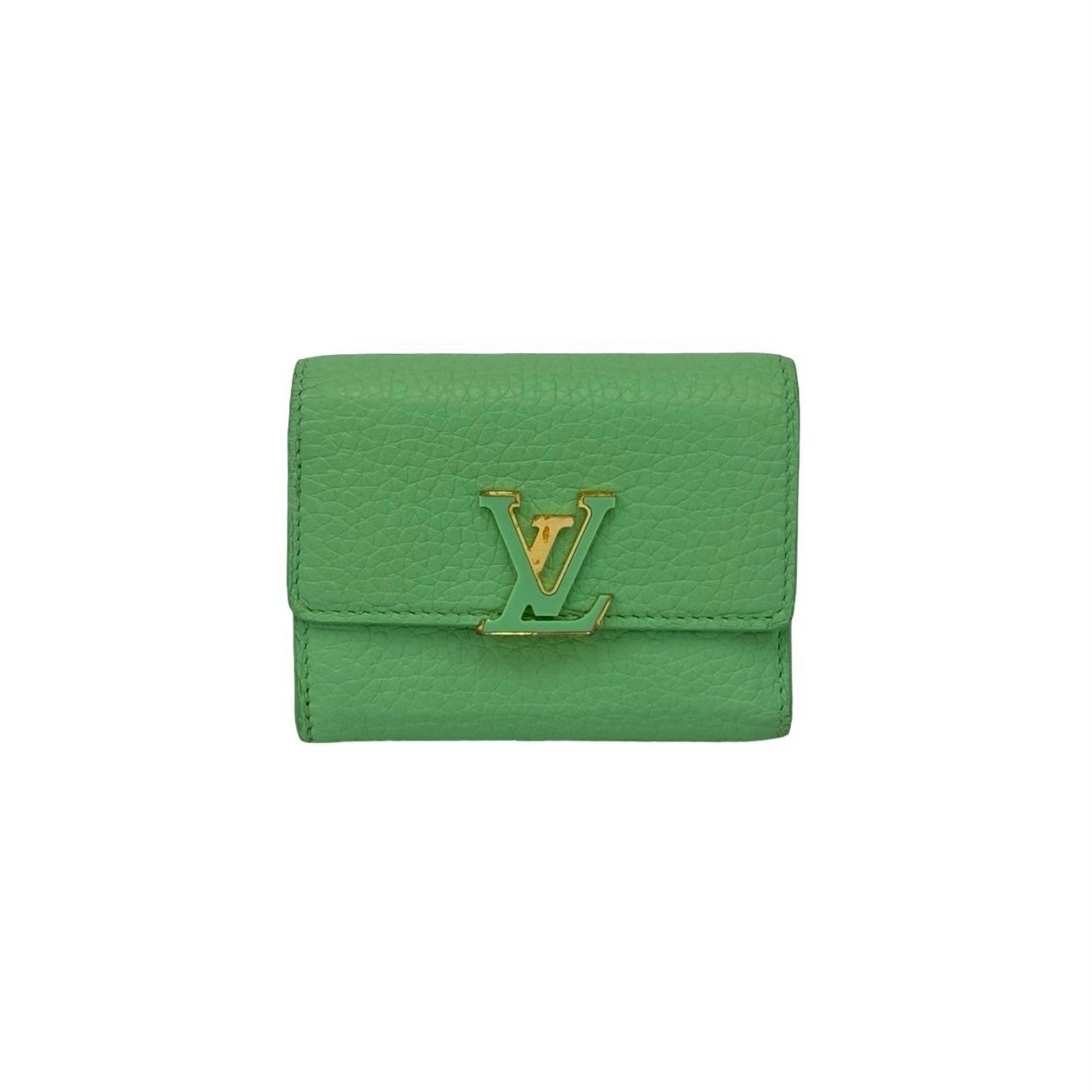 Louis Vuitton Green Pink Leather Wallet (Tri-Fold) (Pre-Owned)