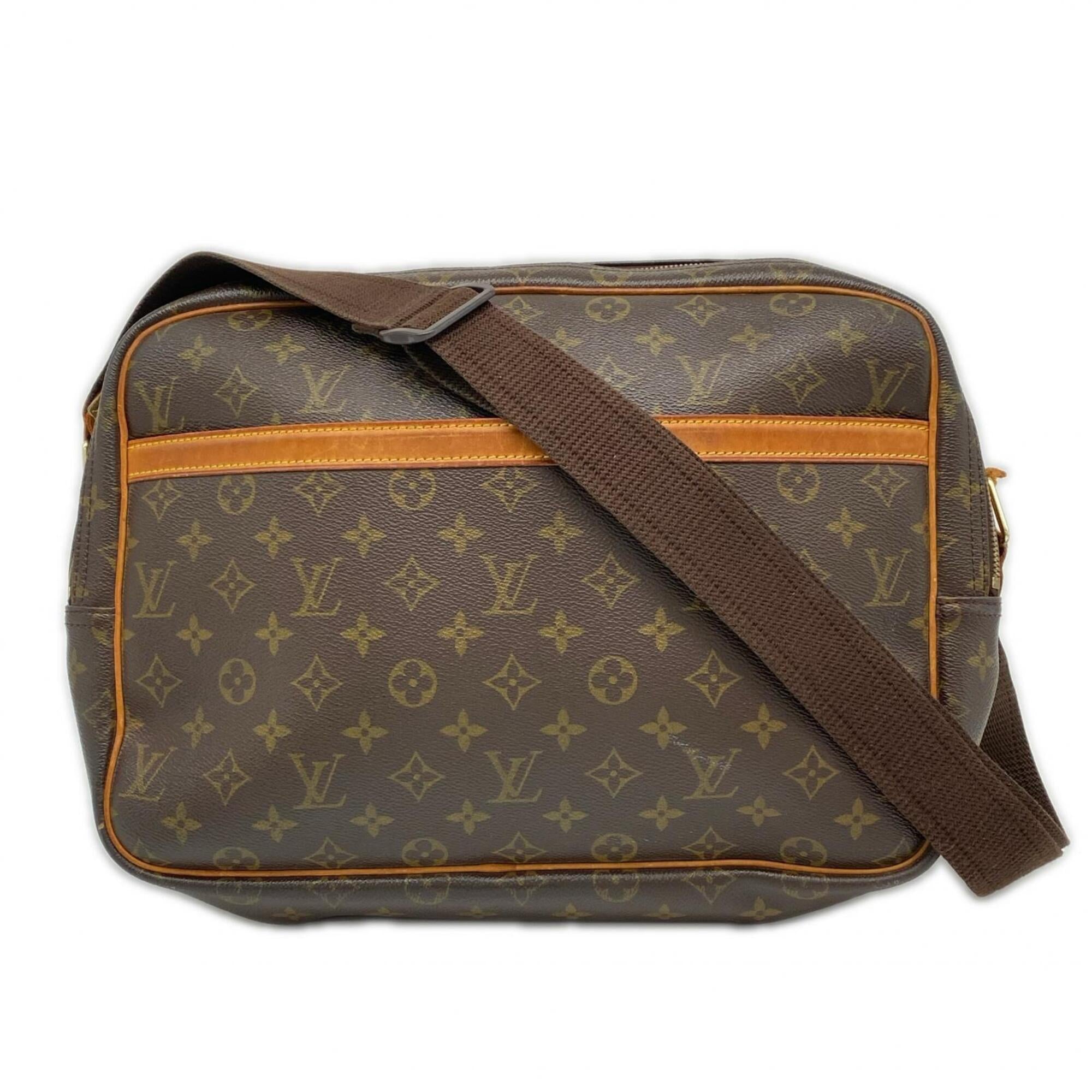 Louis Vuitton Beige Brown Monogram Coated Canvas Leather Shoulder Bag (Pre-Owned)