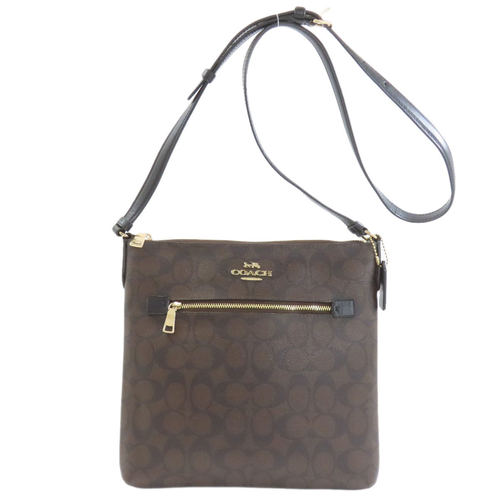Coach Signature Brown Signature Line Shoulder Bag (Pre-Owned)
