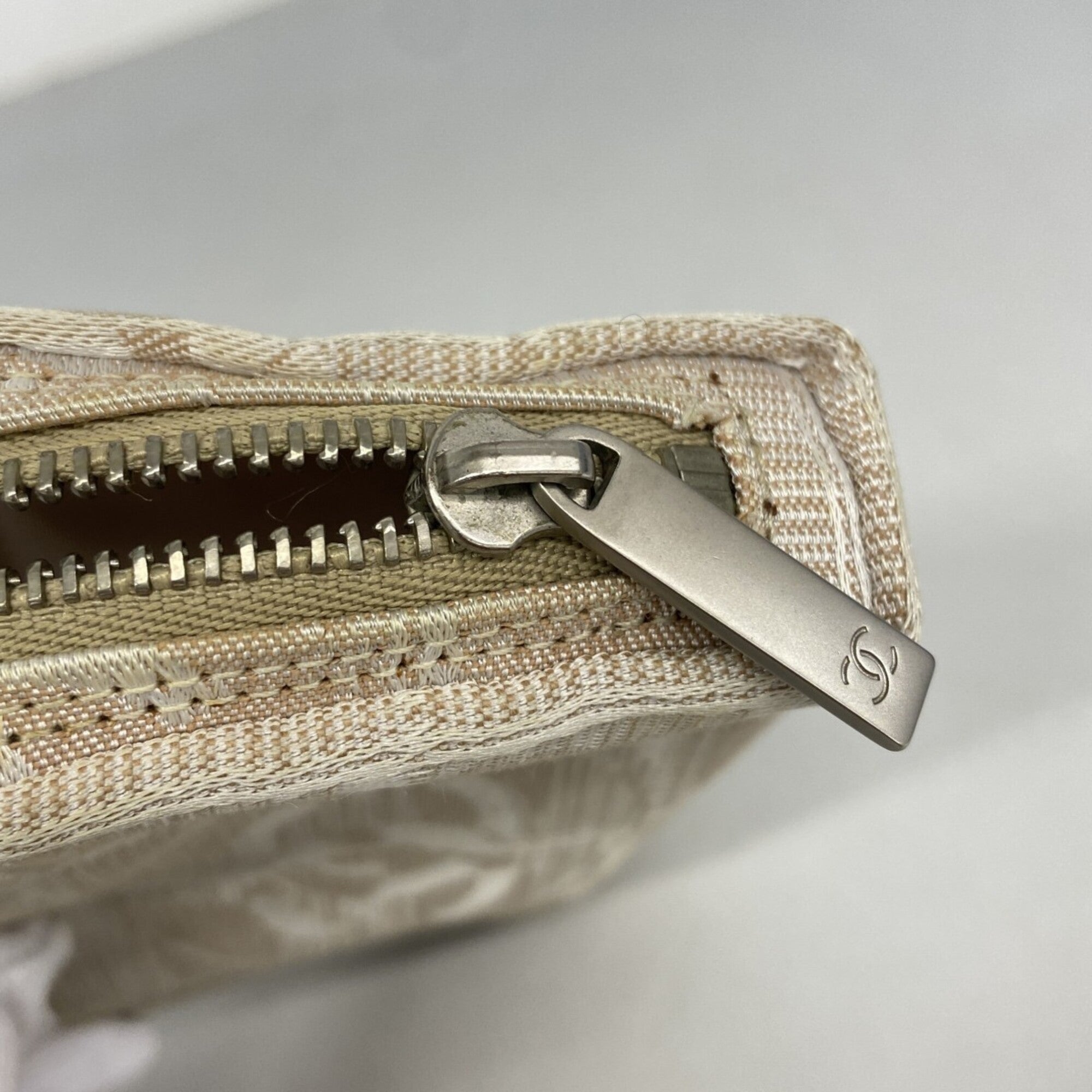 Chanel Beige Nylon Coin Purse/Coin Case (Pre-Owned)
