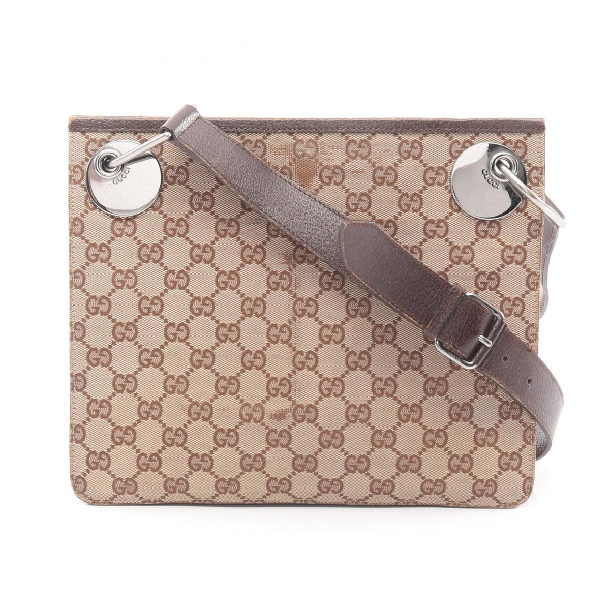 Gucci Beige Brown Canvas Leather Handbag Shoulder Bag (Pre-Owned)