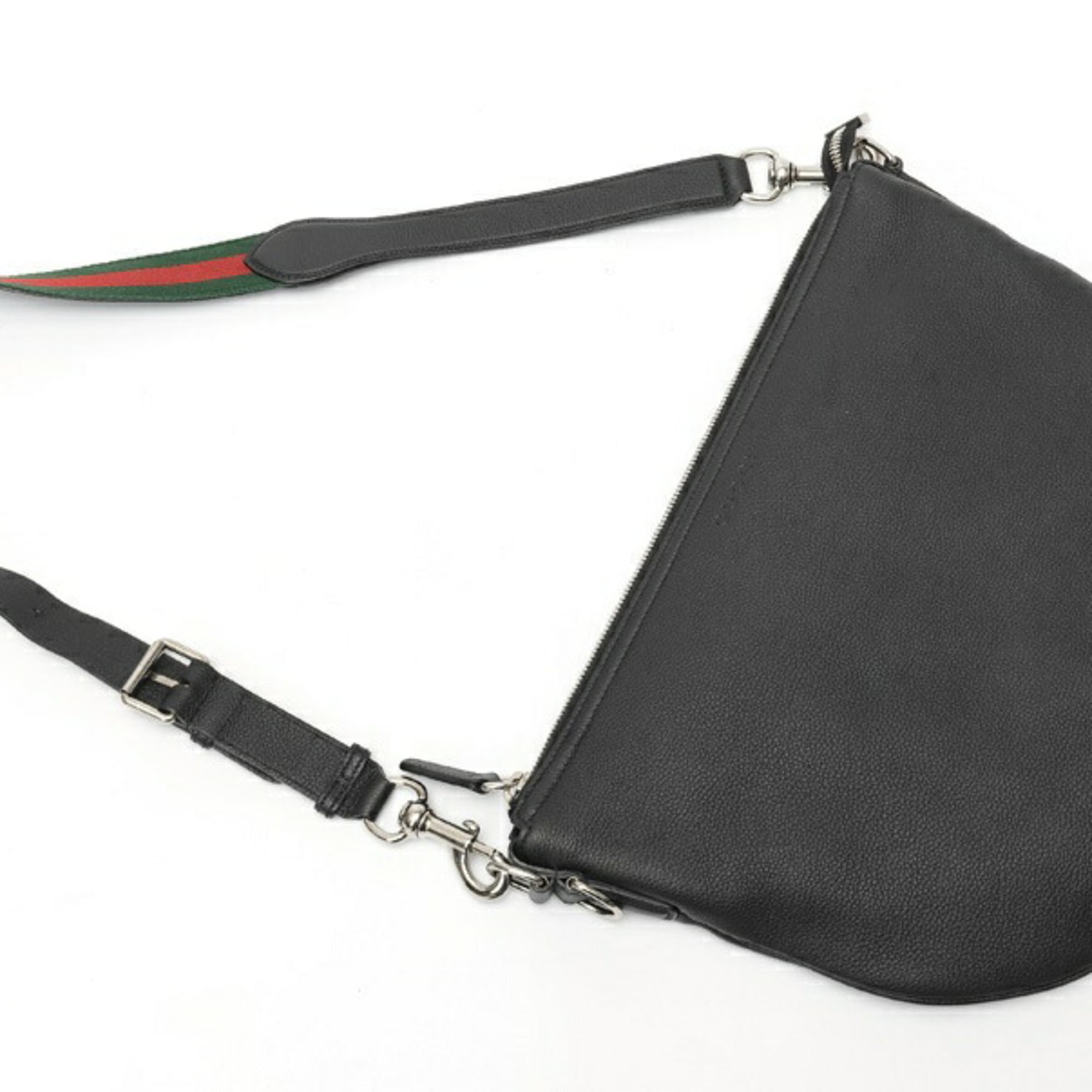 Gucci Sherry Line Black Leather Shoulder Bag (Pre-Owned)