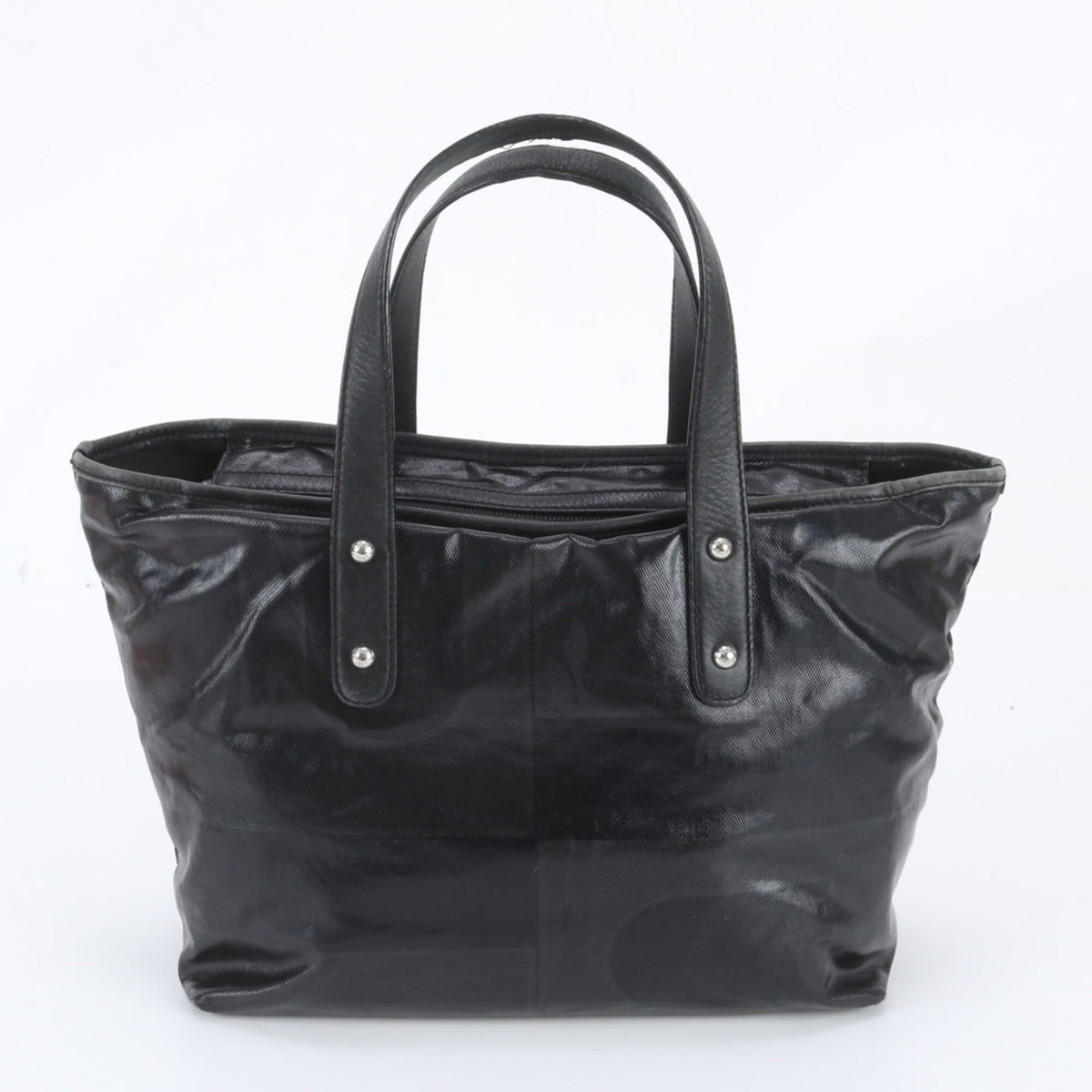 Bally Black Leather Coated Canvas Handbag Shoulder Bag Tote Bag (Pre-Owned)