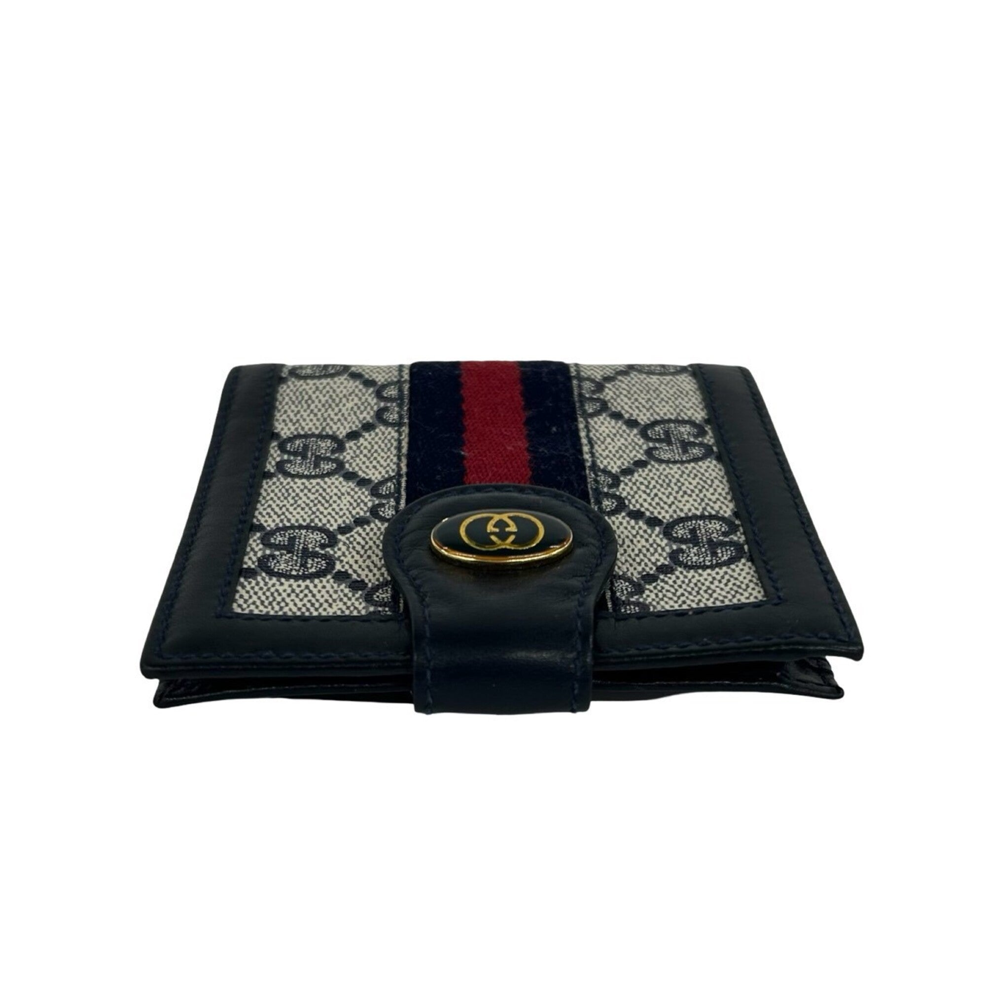 Gucci Navy Red Color Pvc Leather Wallet (Bi-Fold) (Pre-Owned)
