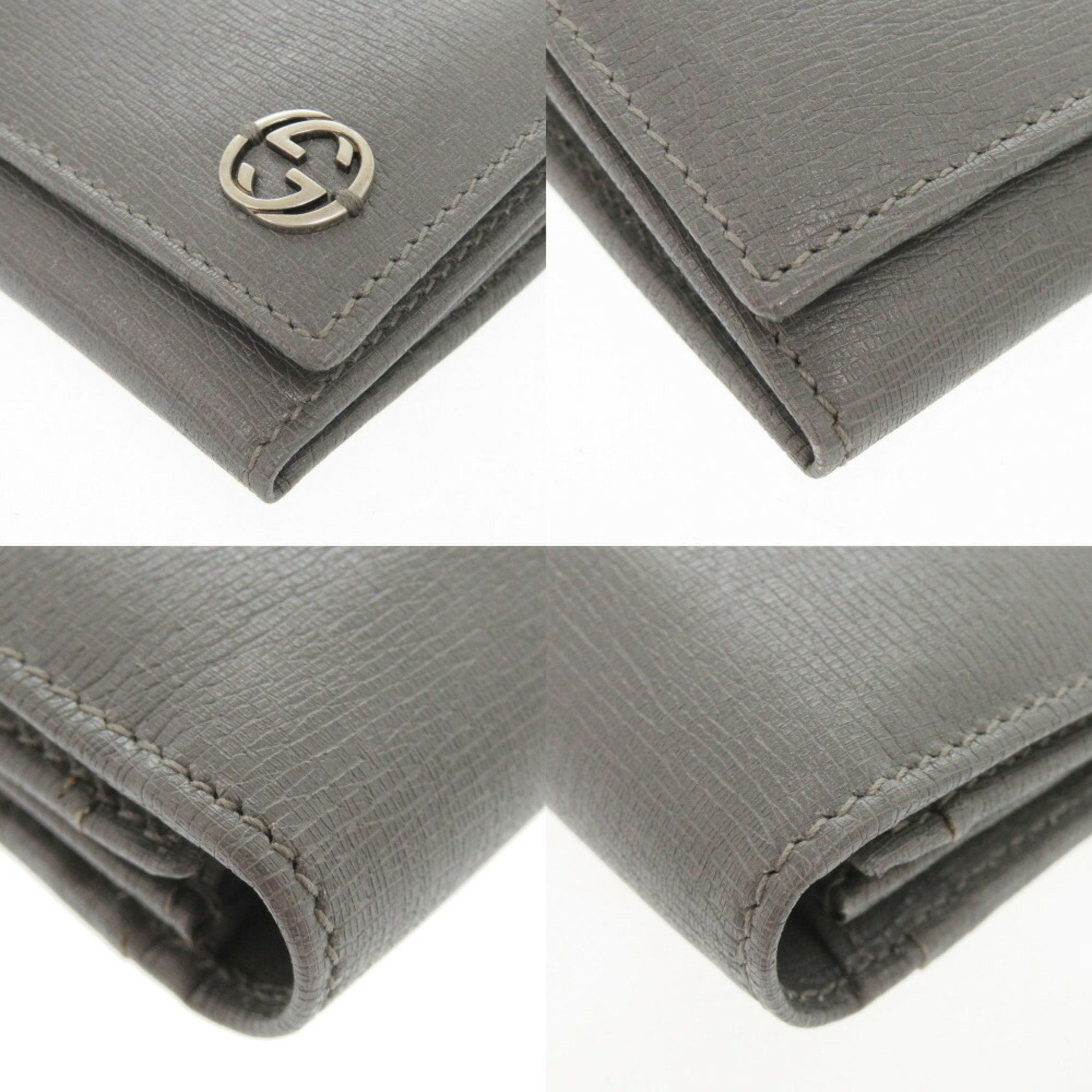 Gucci Gray Leather Long Wallet (Bi-Fold) (Pre-Owned)