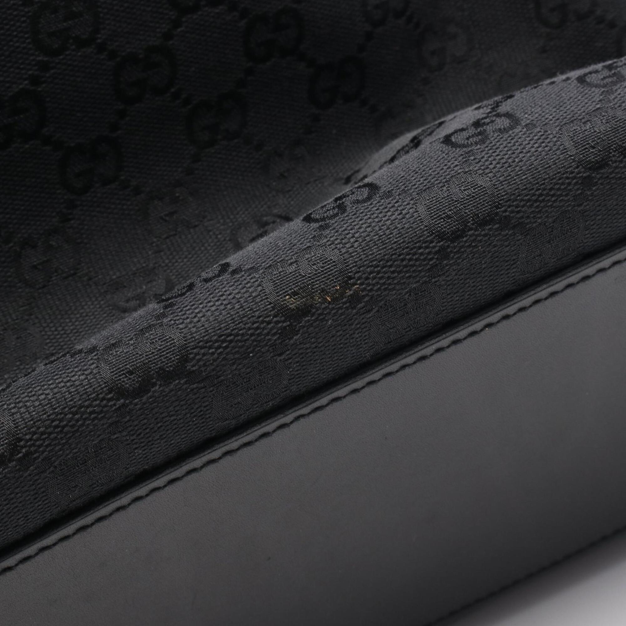 Gucci Black Canvas Leather Handbag Tote Bag (Pre-Owned)