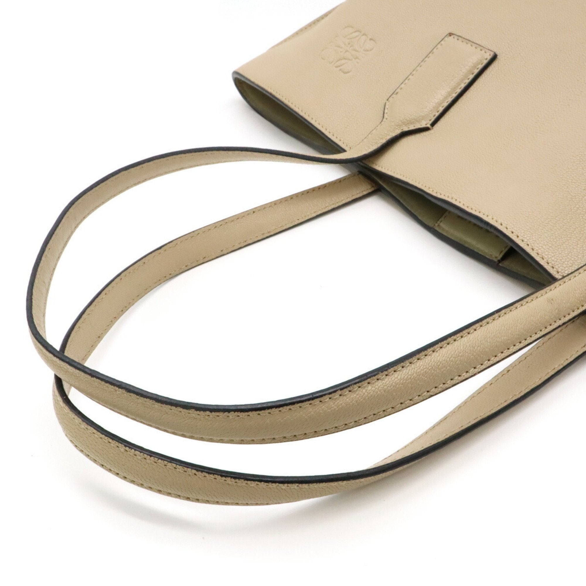 Loewe Light Beige Leather Shoulder Bag Tote Bag (Pre-Owned)