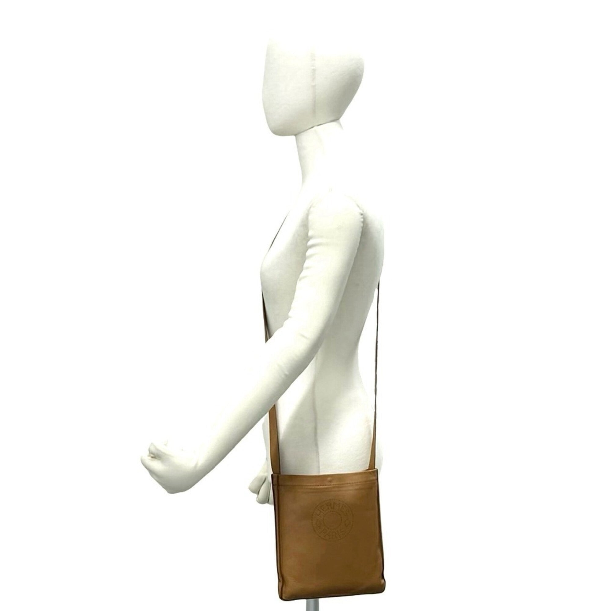 Hermes Brown Agneau Milo Pochette Shoulder Bag (Pre-Owned)