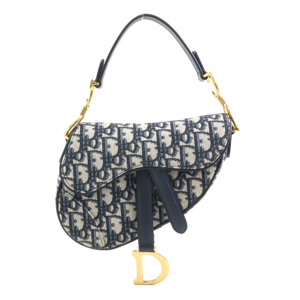 Christian Dior Navy Canvas Handbag Saddle Bag (Pre-Owned)