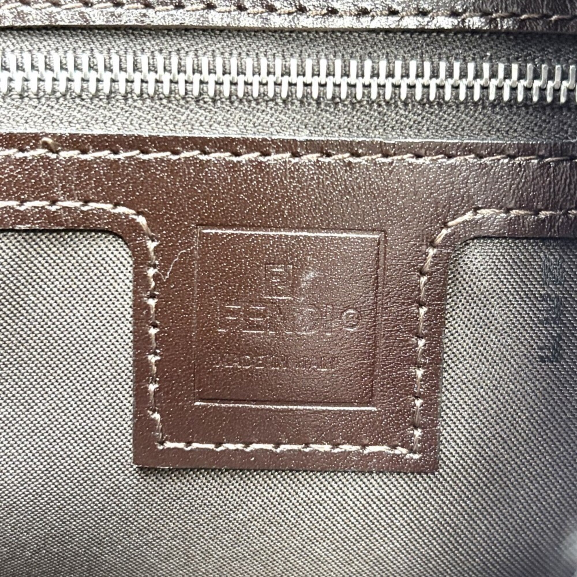 Fendi Brown Canvas Leather Handbag Tote Bag (Pre-Owned)