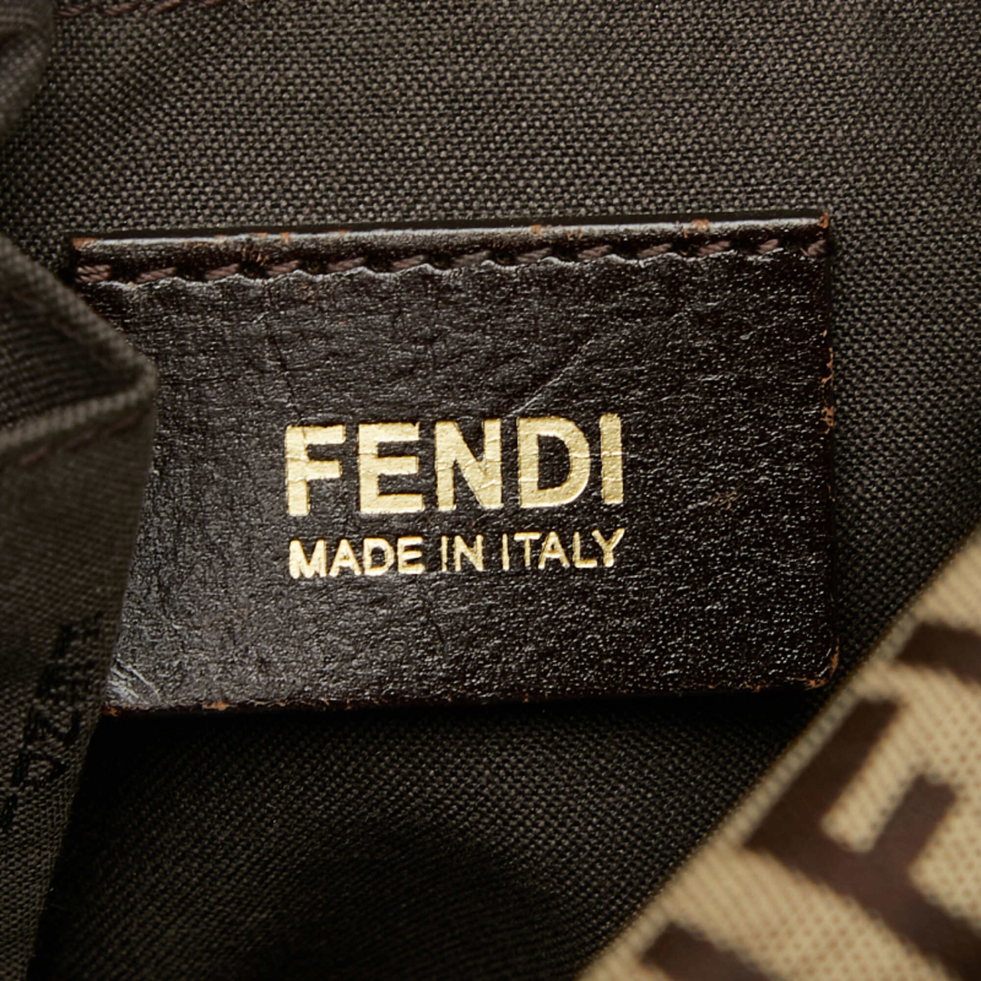 Fendi Black Canvas Leather Handbag Shoulder Bag Tote Bag (Pre-Owned)