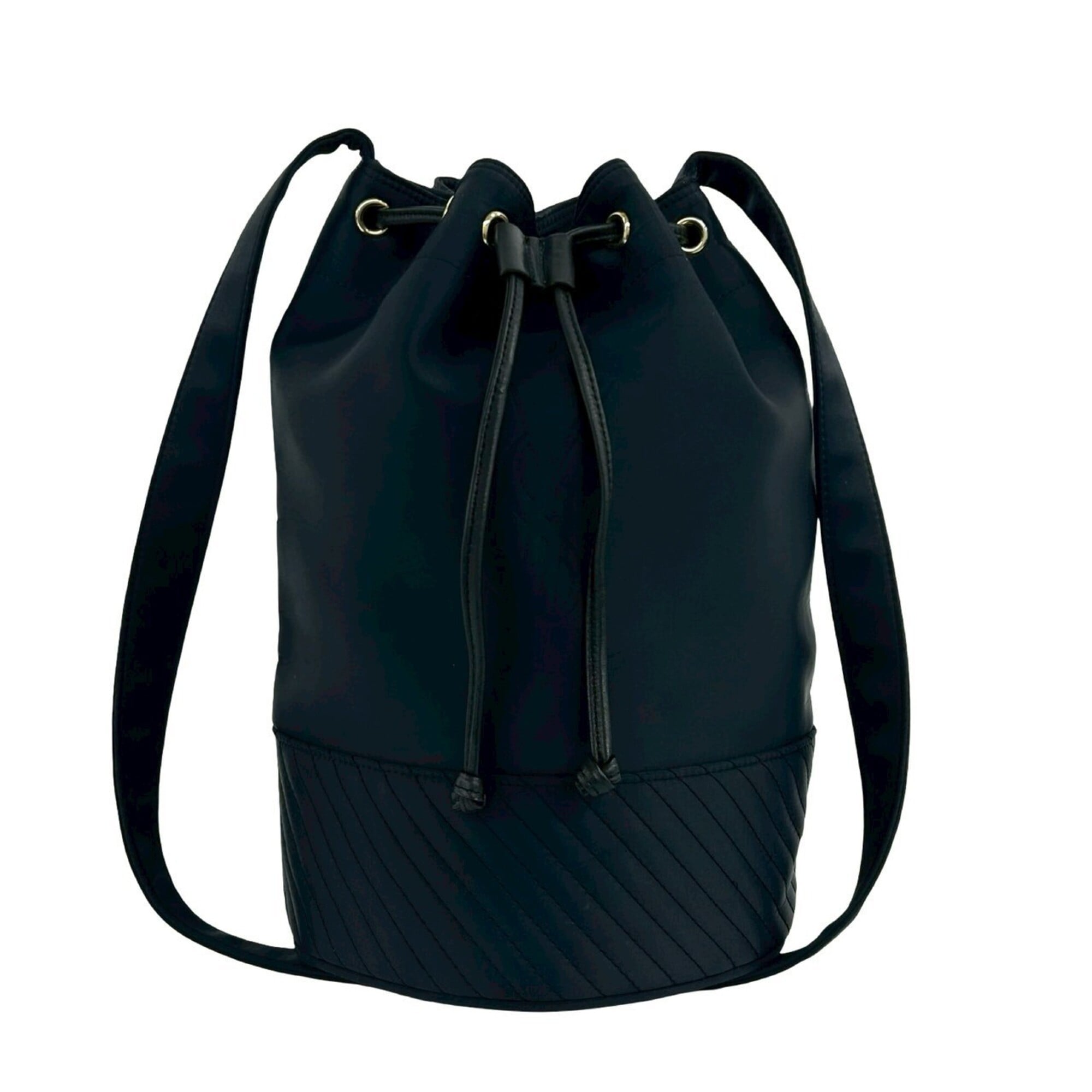 Yves Saint Laurent Black Navy Nylon Leather Shoulder Bag (Pre-Owned)