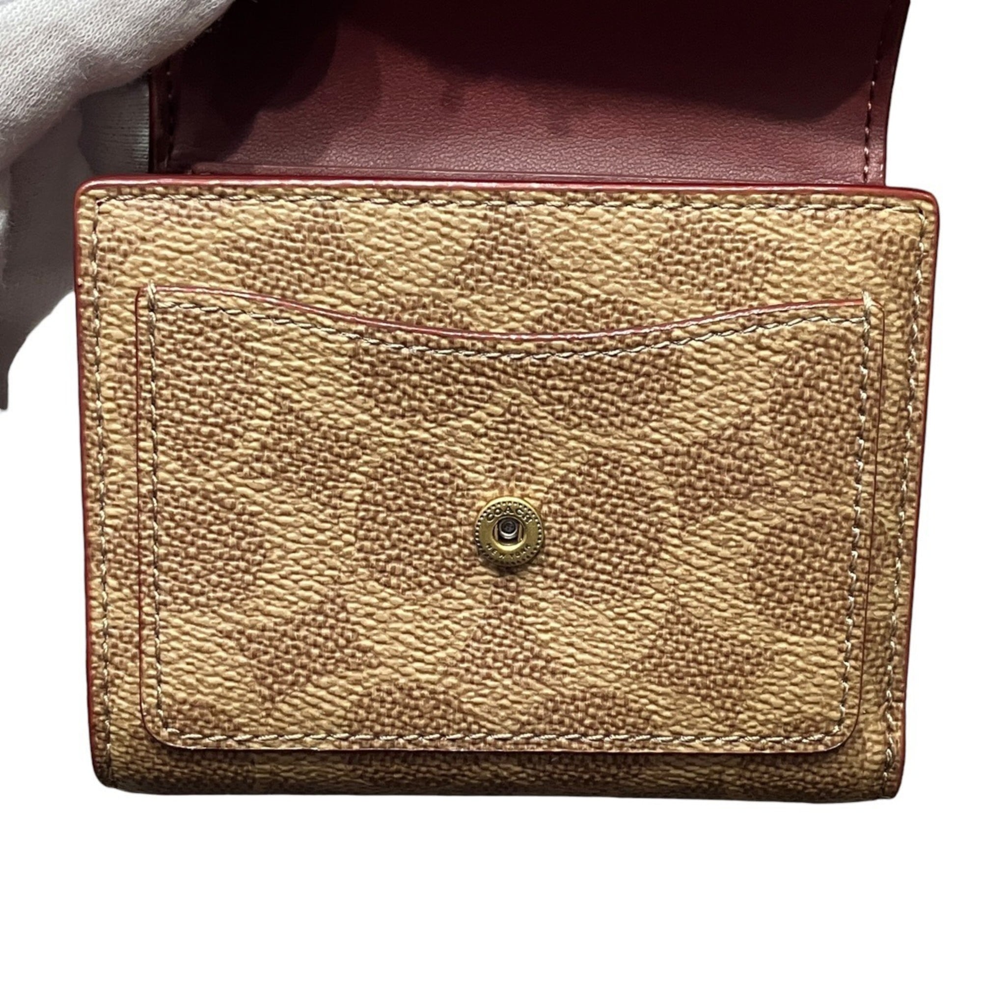 Coach Brown Pvc Leather Wallet (Tri-Fold) (Pre-Owned)