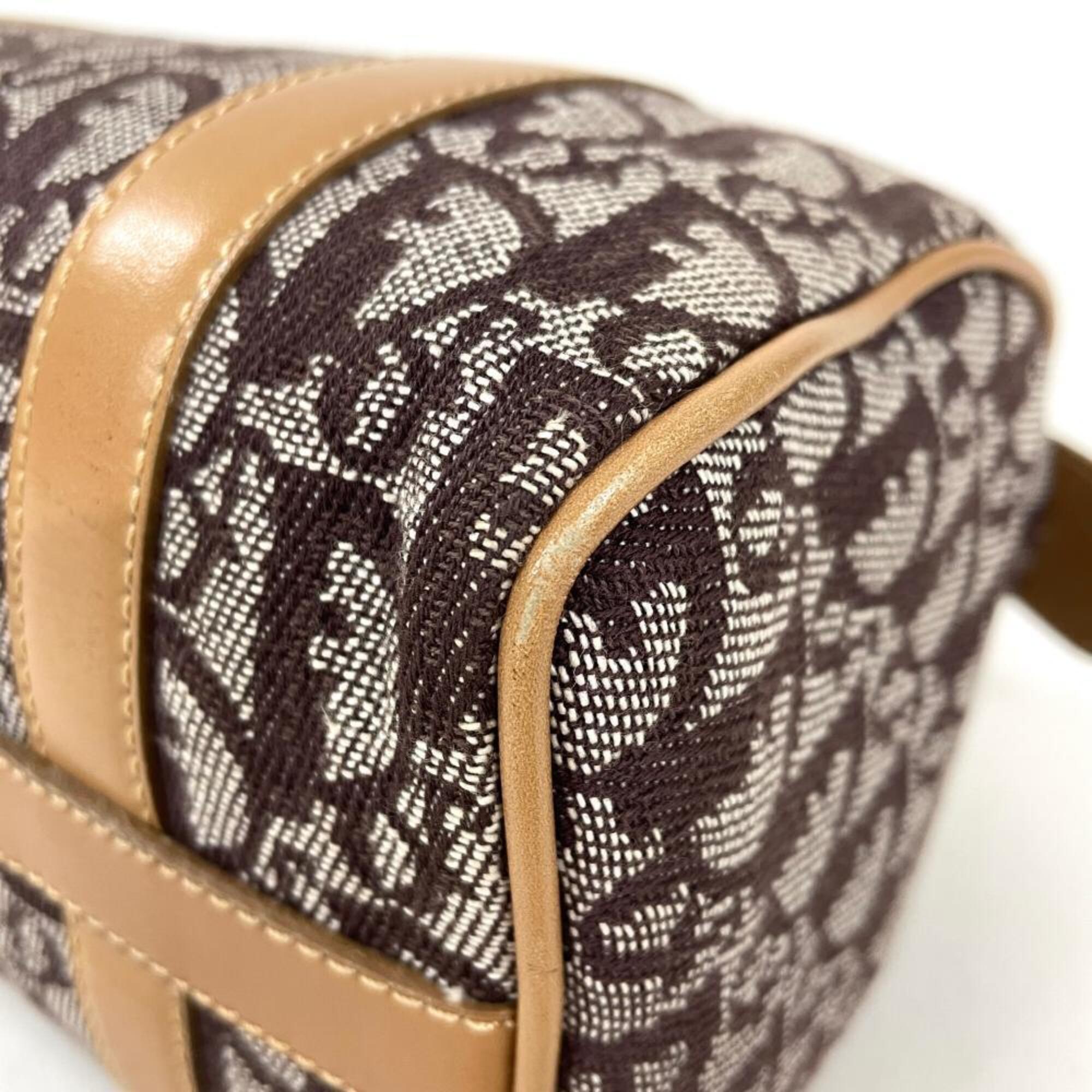 Christian Dior Trotter Brown Canvas Handbag (Pre-Owned)