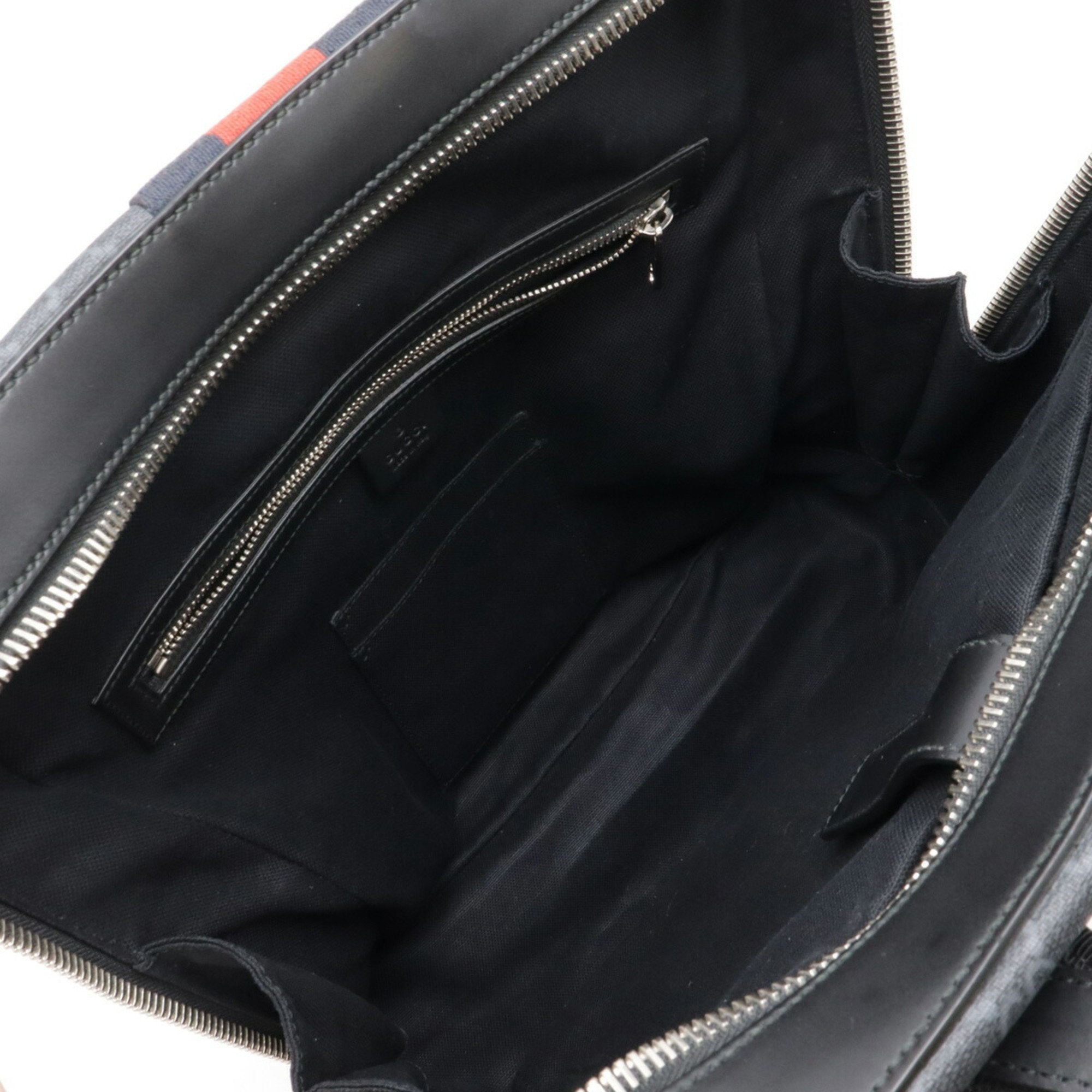 Gucci Black Dark Gray Navy Red Color Pvc Leather Backpack (Pre-Owned)
