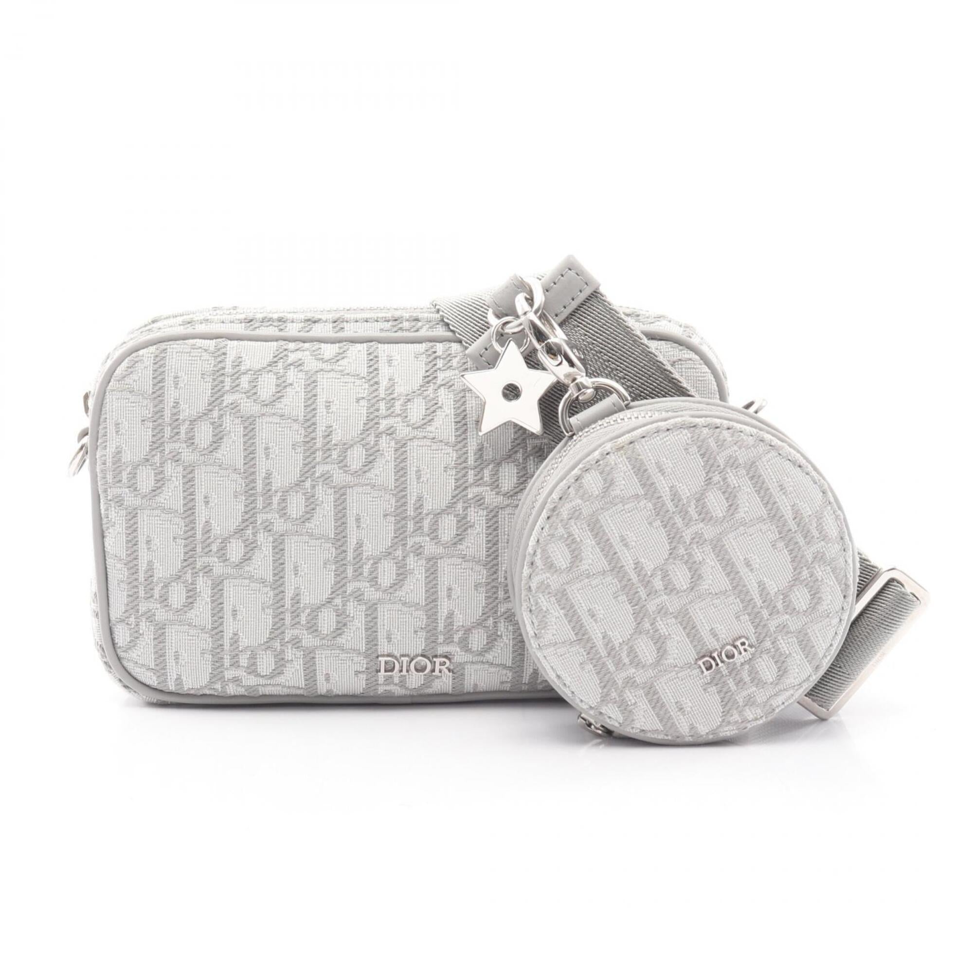 Christian Dior Gray Canvas Handbag Pouch Shoulder Bag (Pre-Owned)