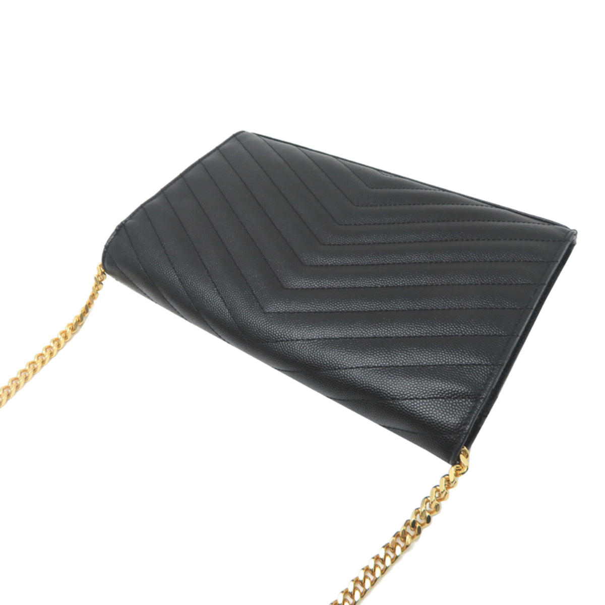 Saint Laurent Black Leather Chain/Shoulder Wallet (Pre-Owned)