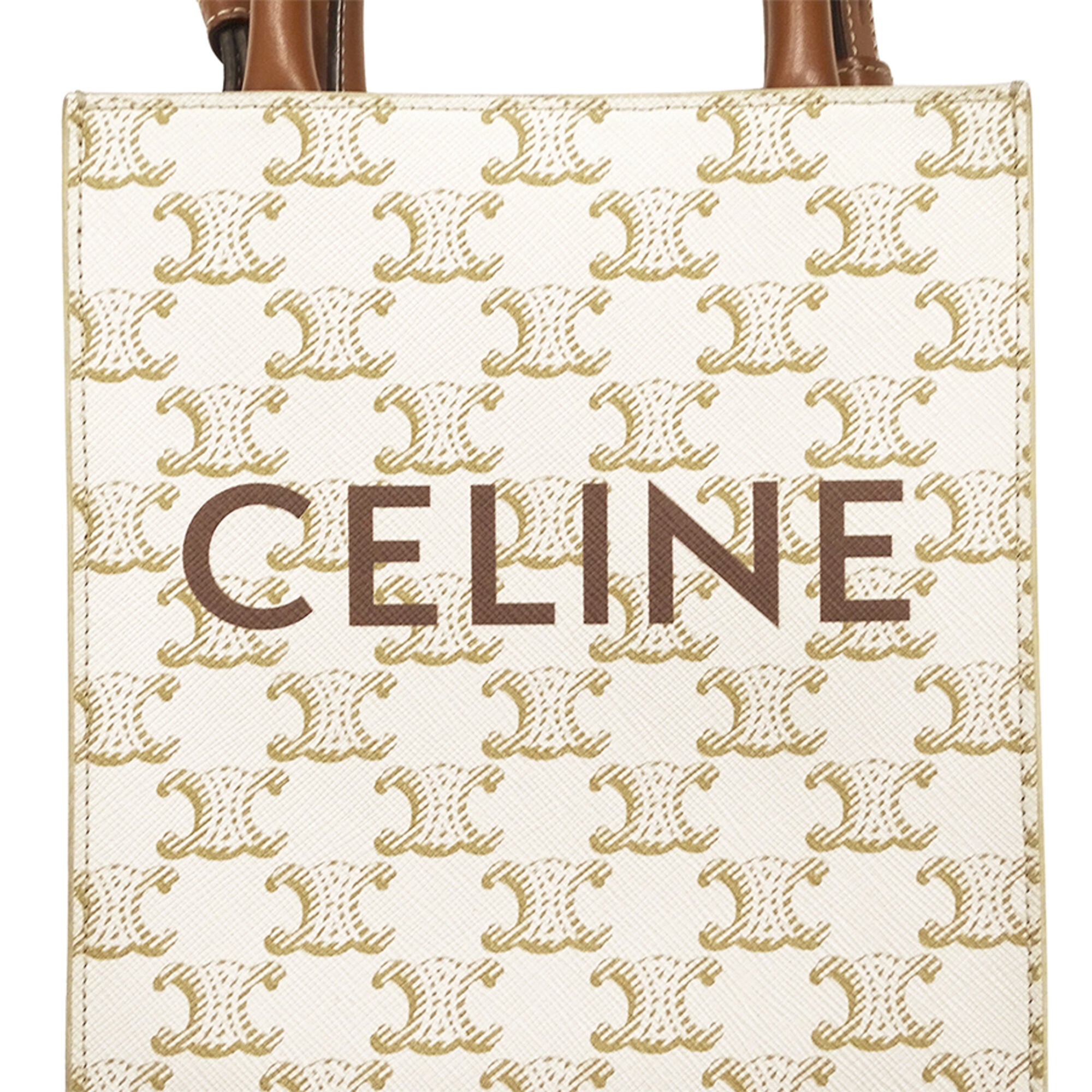 Celine Brown White Handbag Shoulder Bag (Pre-Owned)
