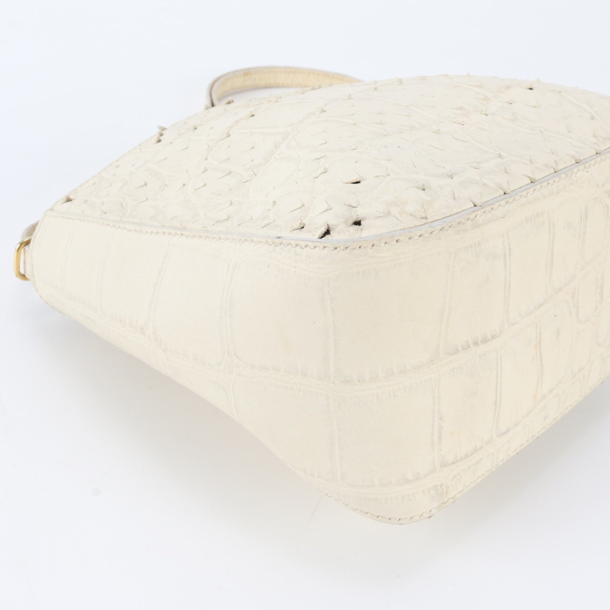 Fendi Ivory Leather Handbag Shoulder Bag Tote Bag (Pre-Owned)