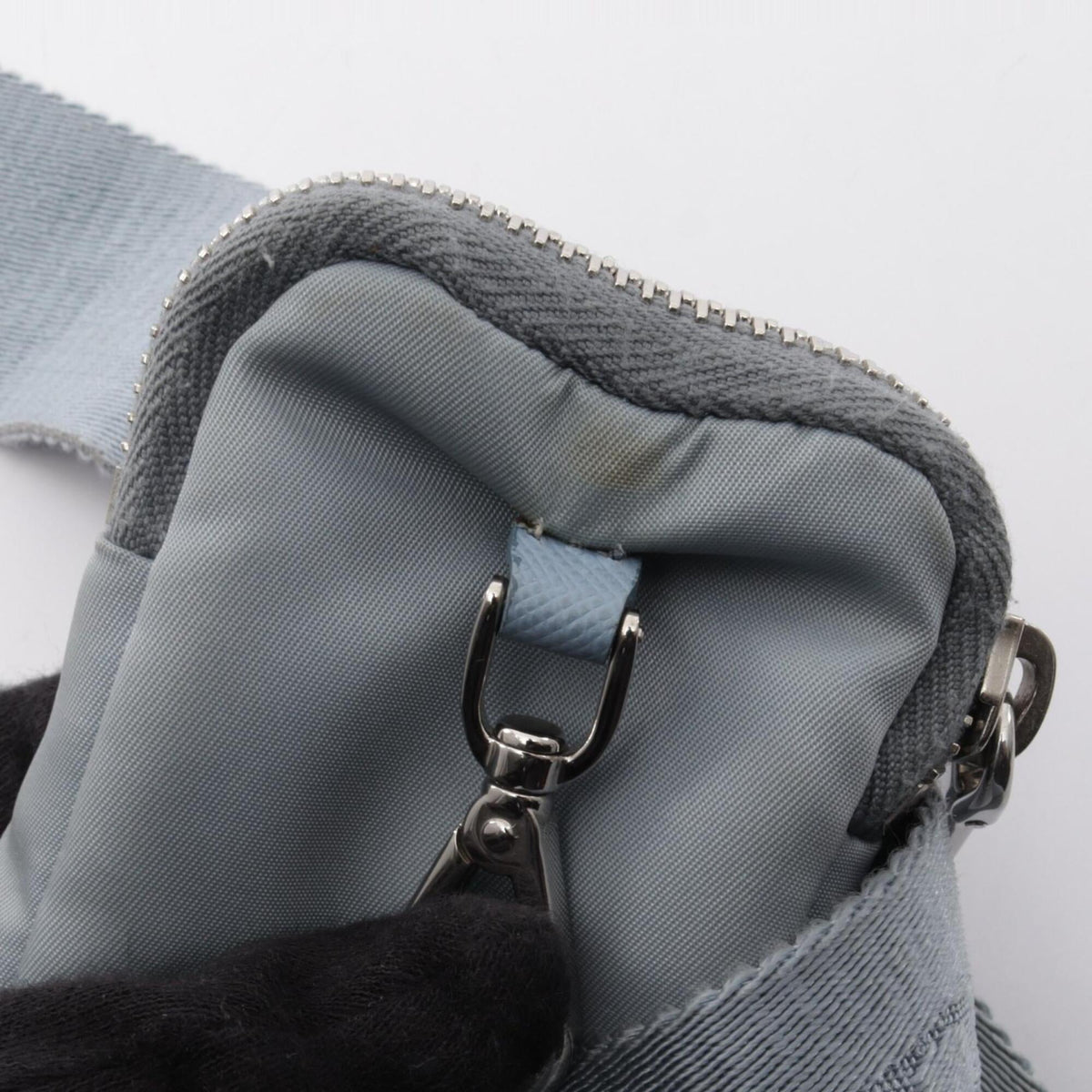 Prada Blue Nylon Saffiano Triangle Handbag Pouch Shoulder Bag (Pre-Owned)