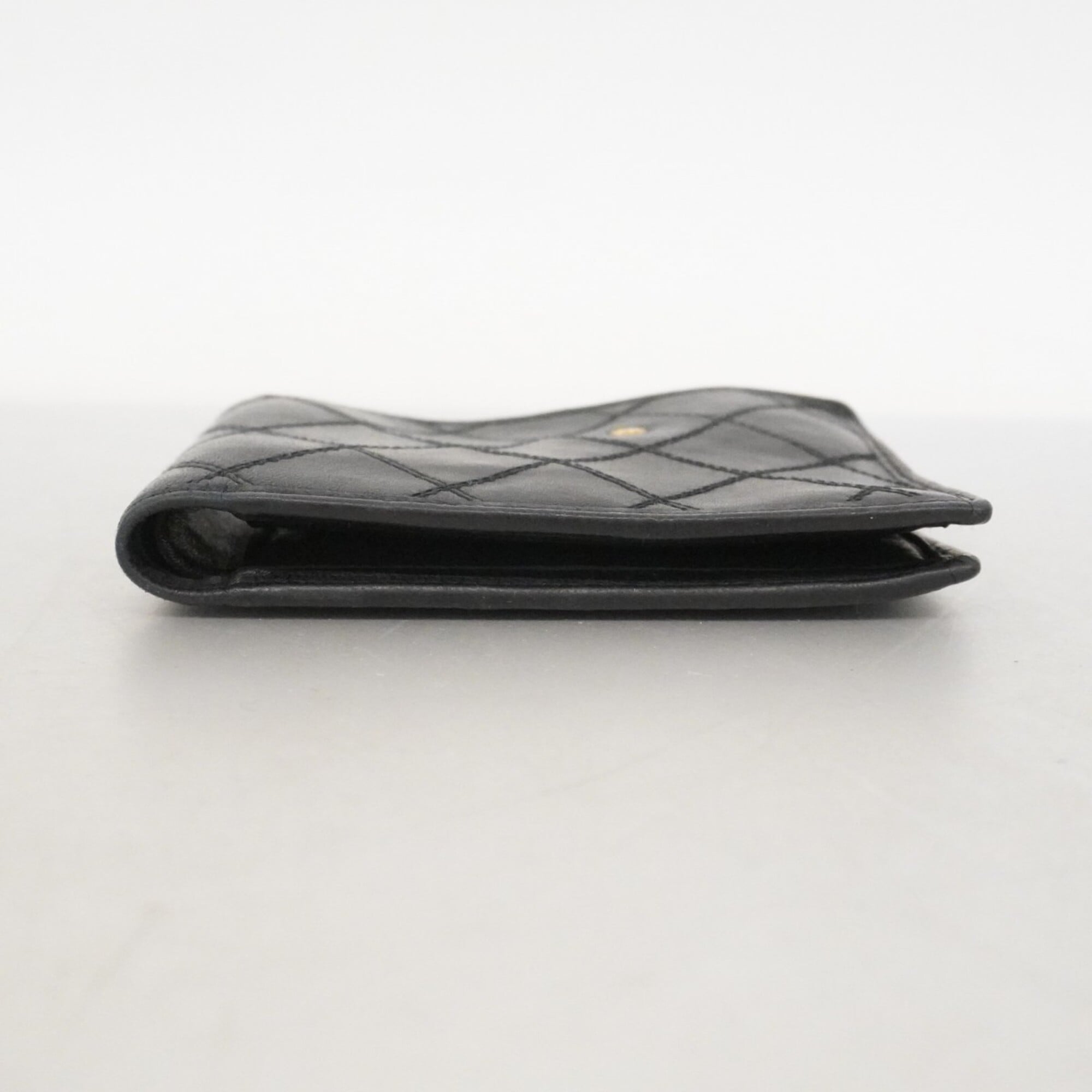Chanel Black Leather Bill Wallet (Bi-Fold) (Pre-Owned)