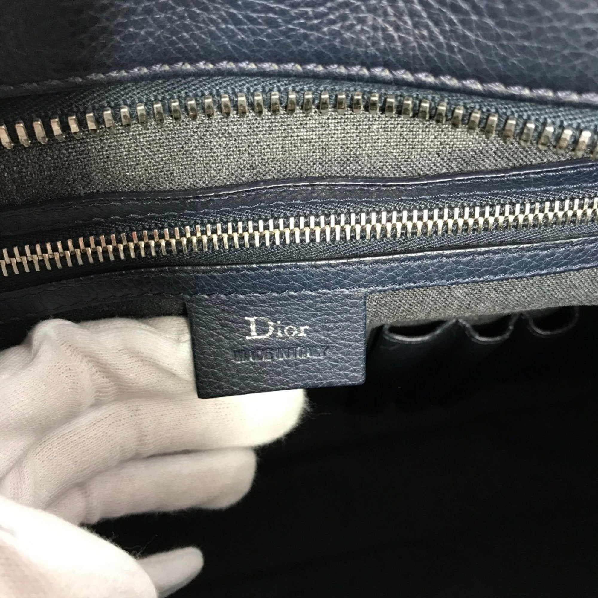 Dior Homme Navy Leather Briefcase (Pre-Owned)
