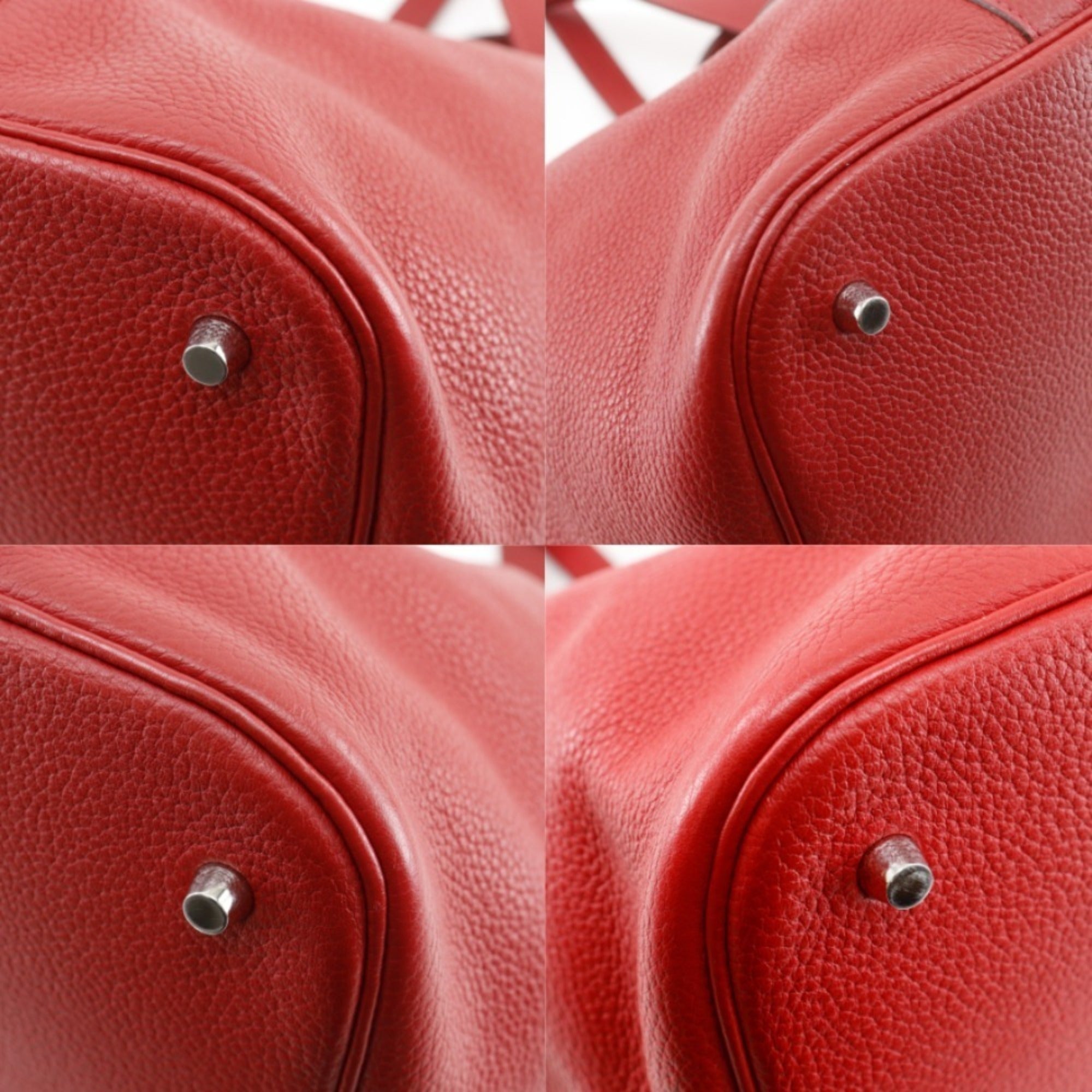 Hermes Red Color Taurillon Clemence Leather Handbag (Pre-Owned)