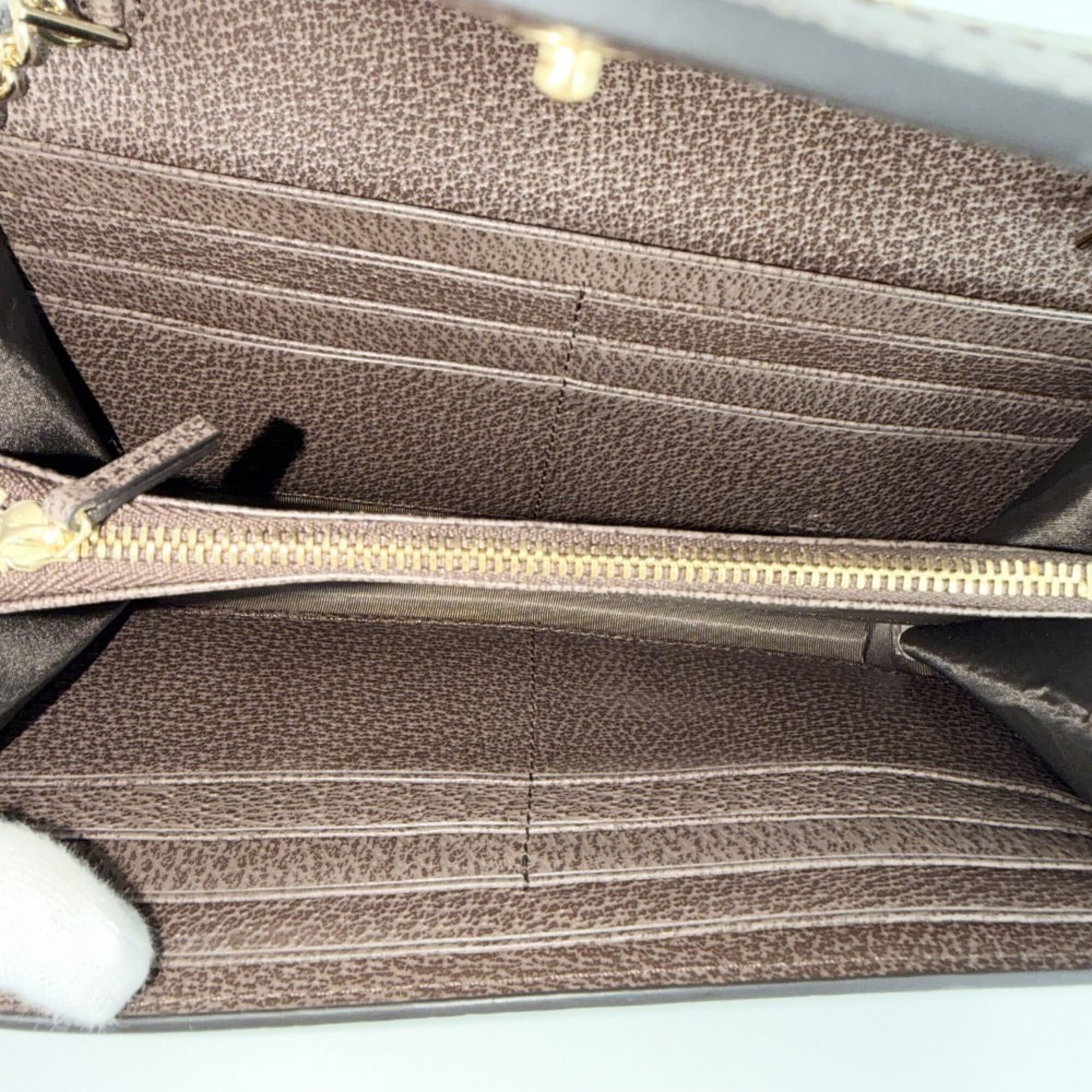 Gucci Beige Gg Supreme Canvas Leather Chain/Shoulder Wallet (Pre-Owned)
