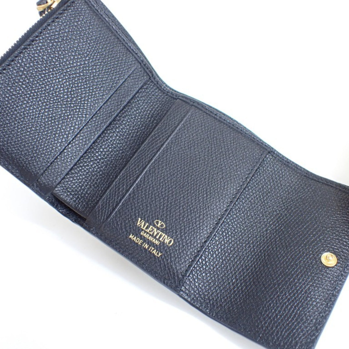 Valentino Garavani Black Leather Wallet (Tri-Fold) (Pre-Owned)
