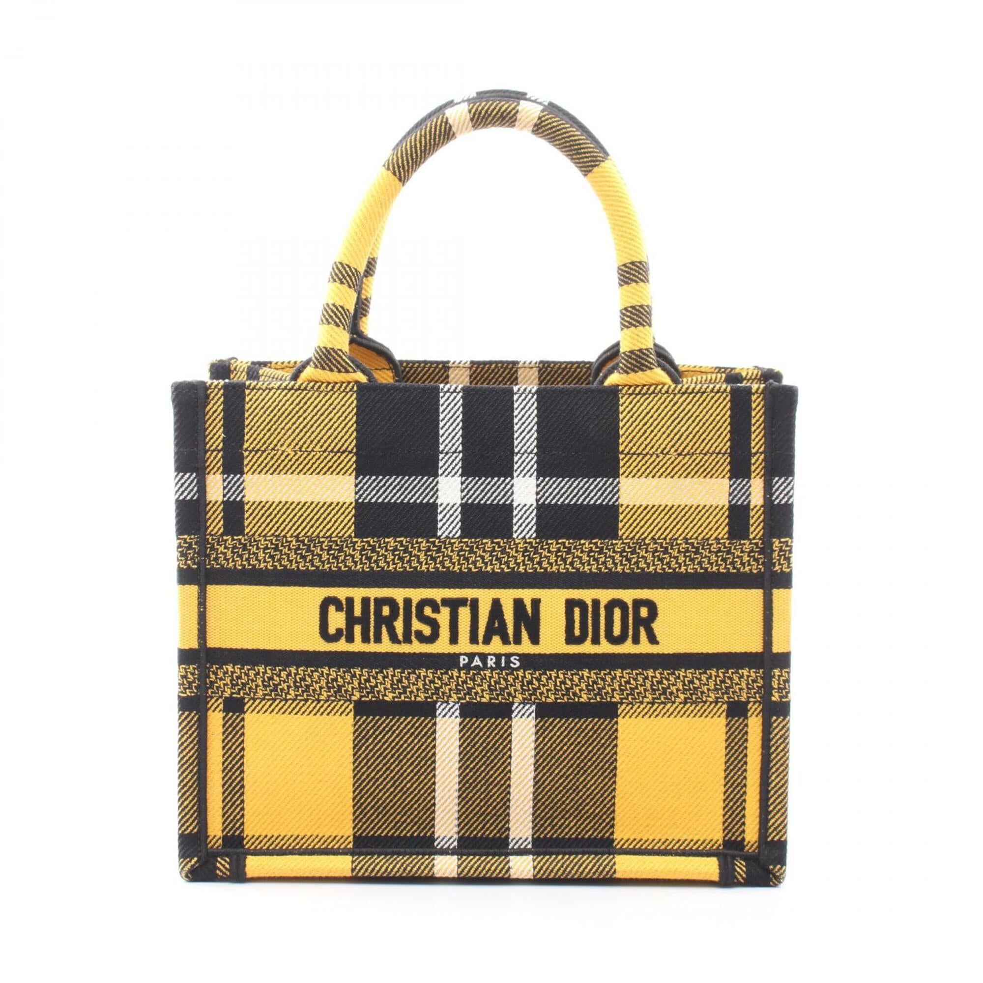 Christian Dior Black Yellow Canvas Handbag Tote Bag (Pre-Owned)