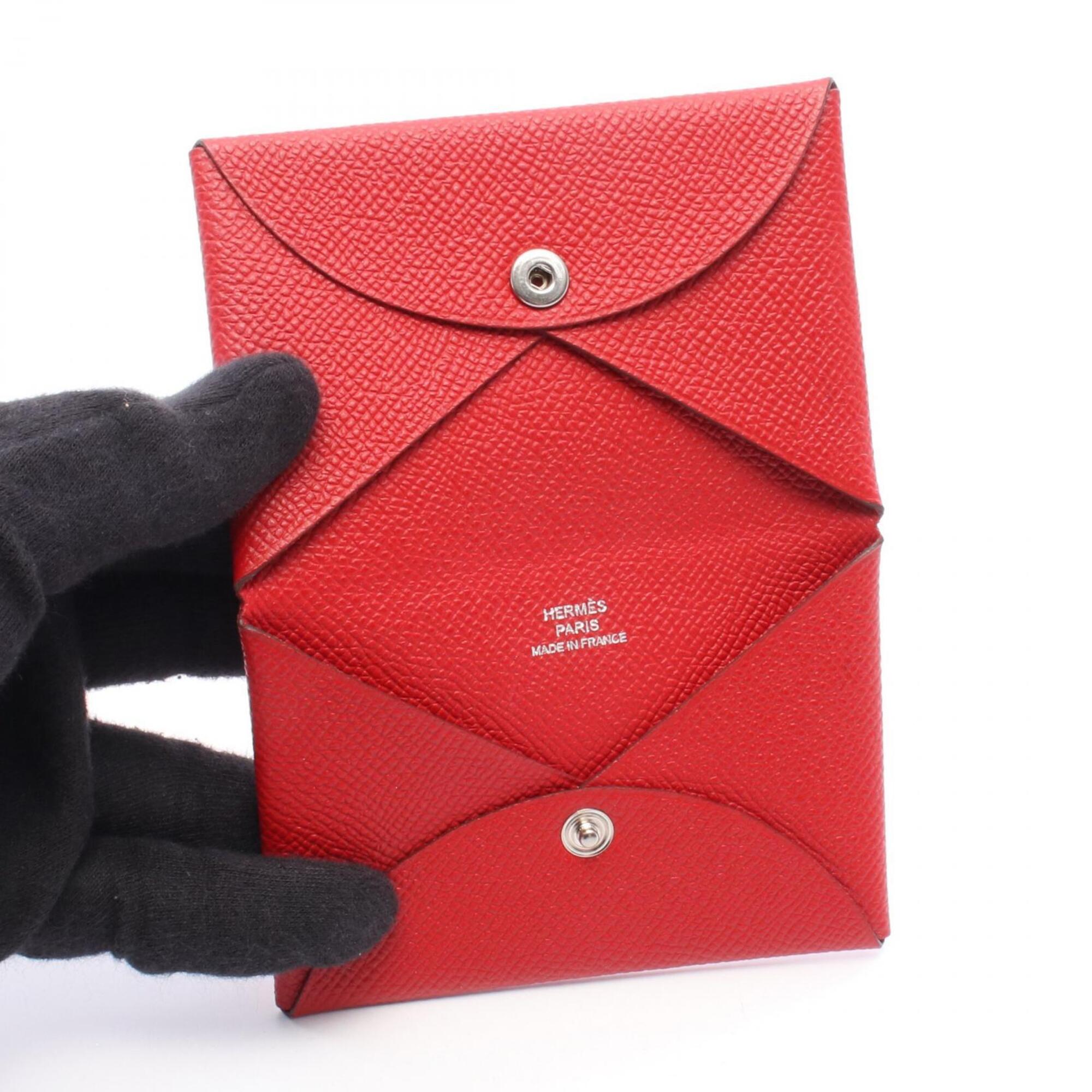 Hermes Red Color Epsom Leather Coin Purse/Coin Case (Pre-Owned)