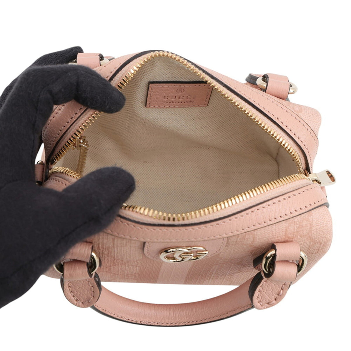 Gucci Pink Gg Supreme Boston Bag Handbag (Pre-Owned)