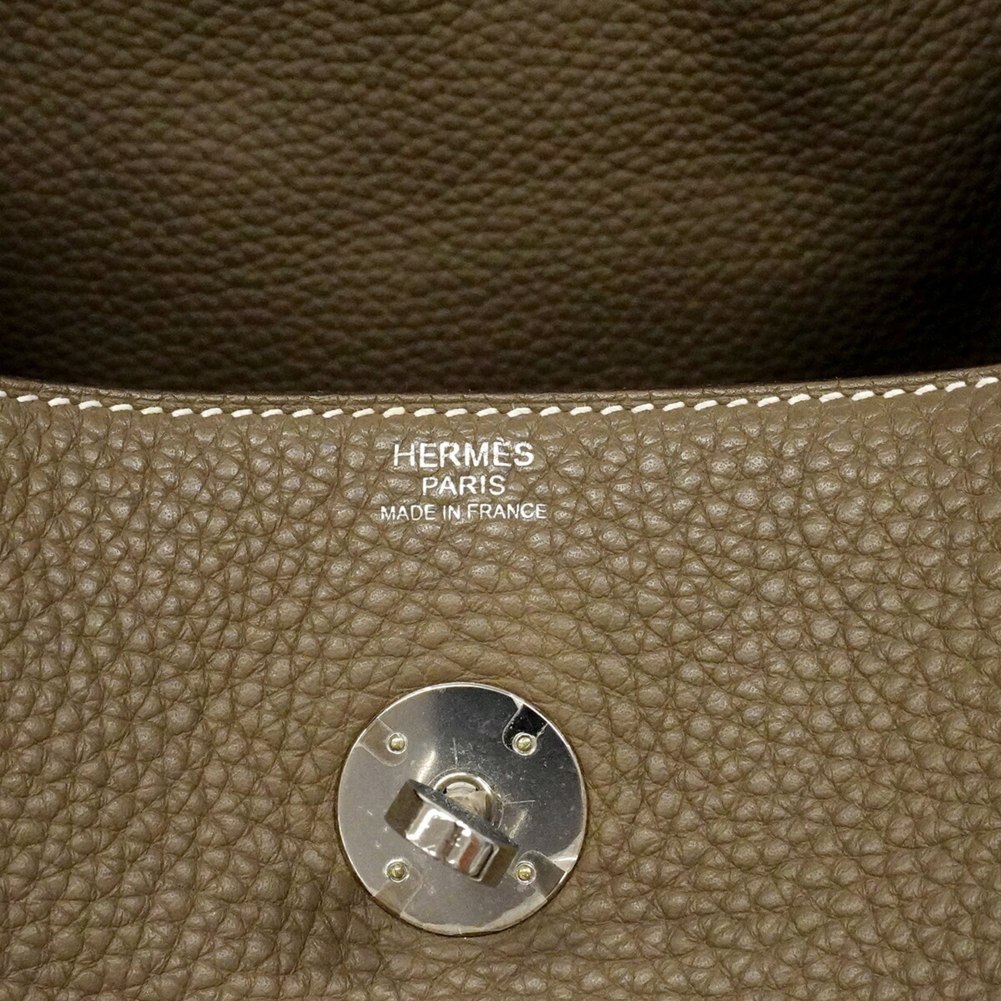 Hermes Etoupe Gray Taurillon Clemence Leather Handbag (Pre-Owned)