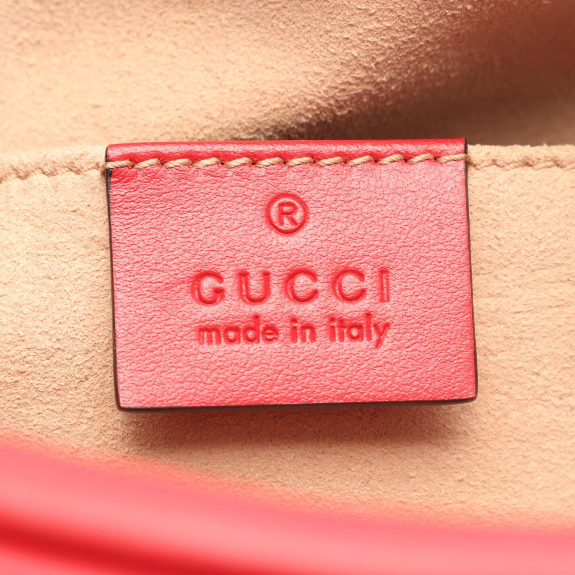 Gucci Red Color Leather Shoulder Bag (Pre-Owned)