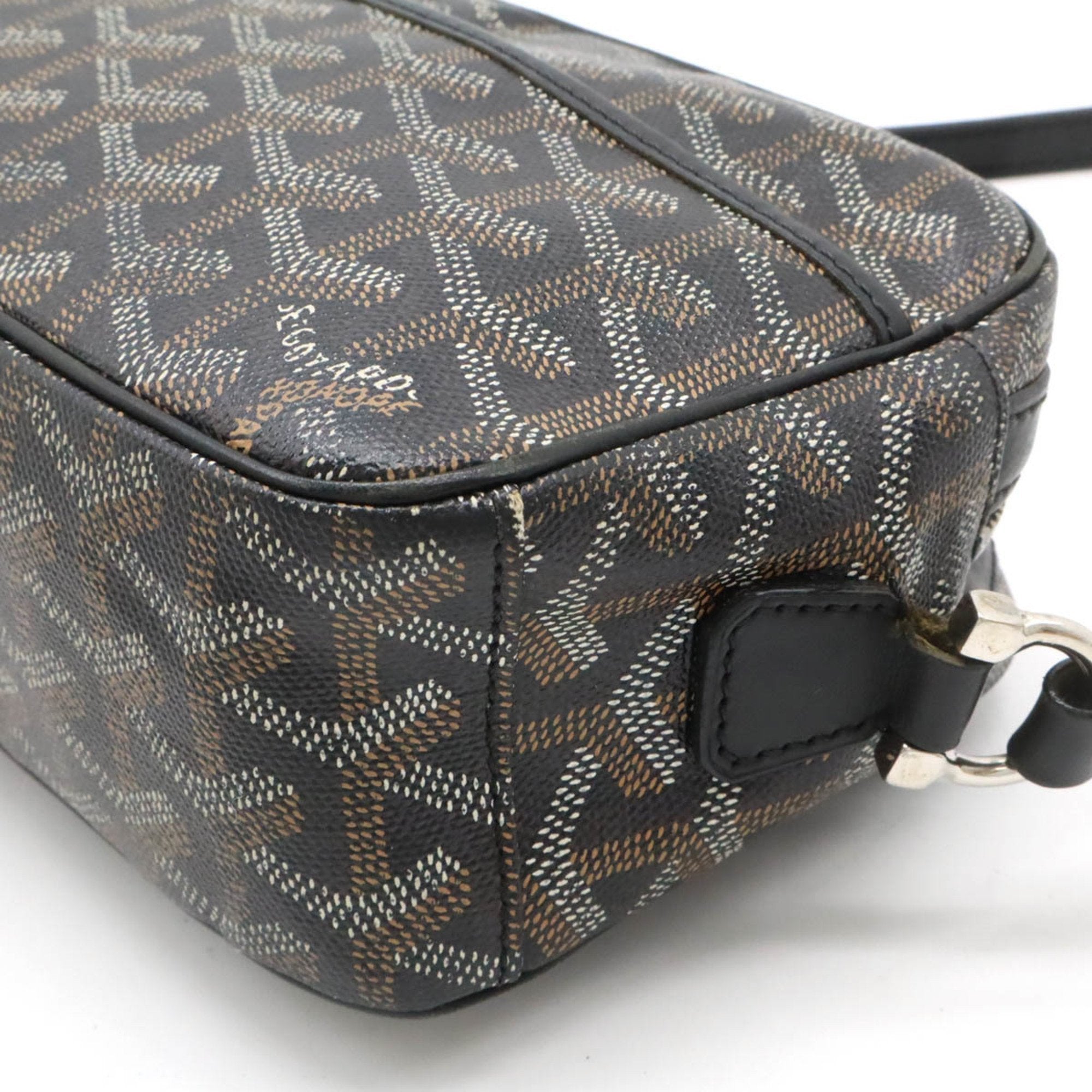 Goyard Black Brown White Coated Canvas Leather Pochette Shoulder Bag (Pre-Owned)