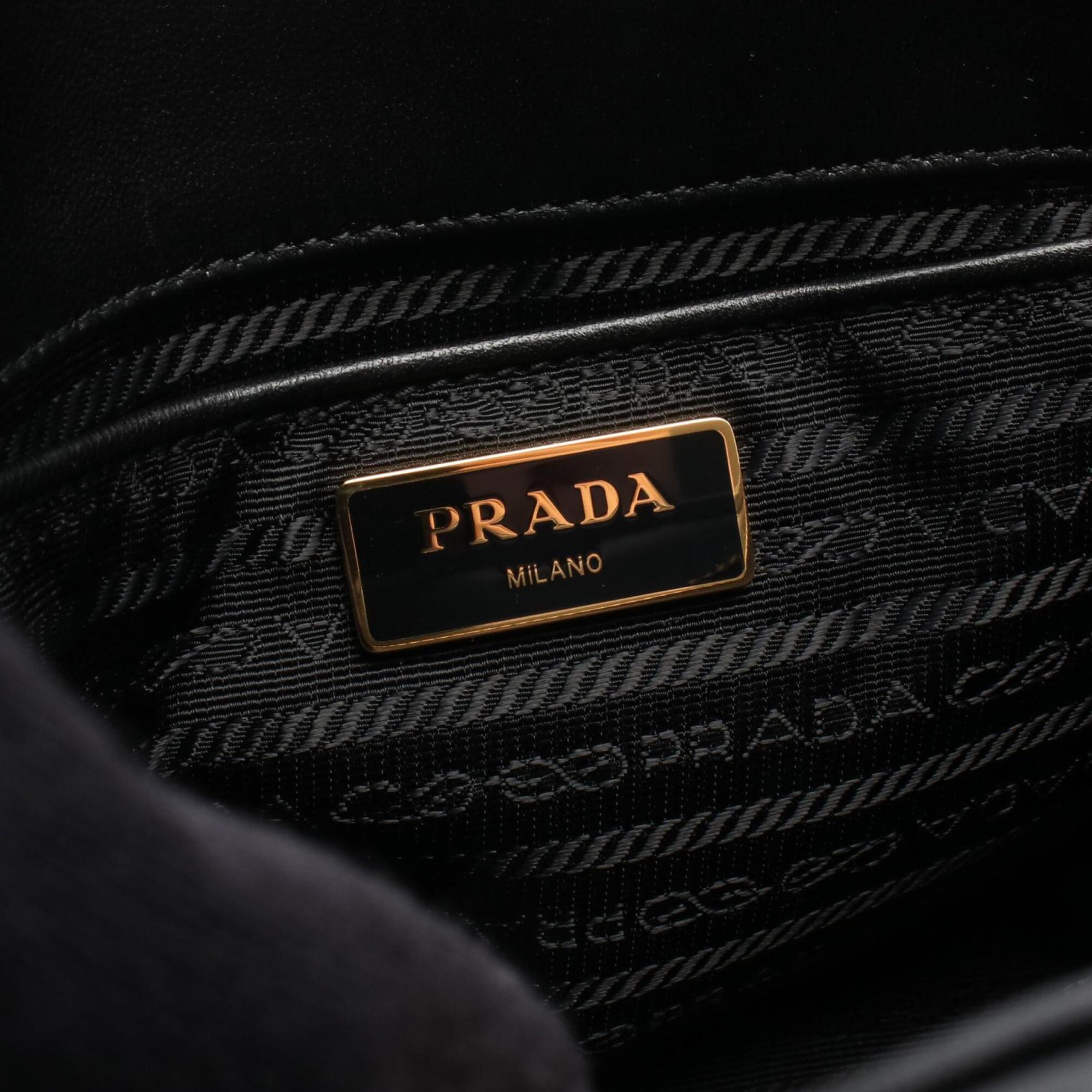 Prada Black Nylon Leather Handbag Tote Bag (Pre-Owned)