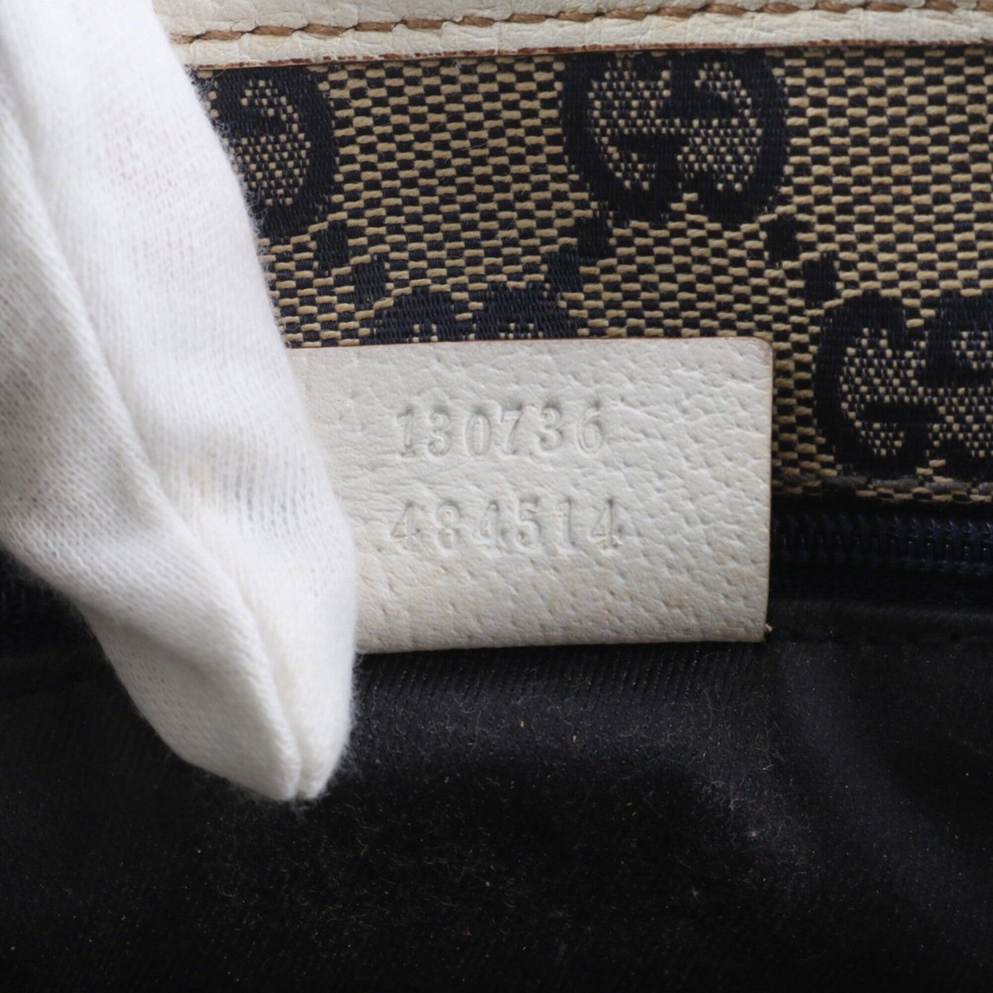 Gucci White Leather Handbag Shoulder Bag Tote Bag (Pre-Owned)