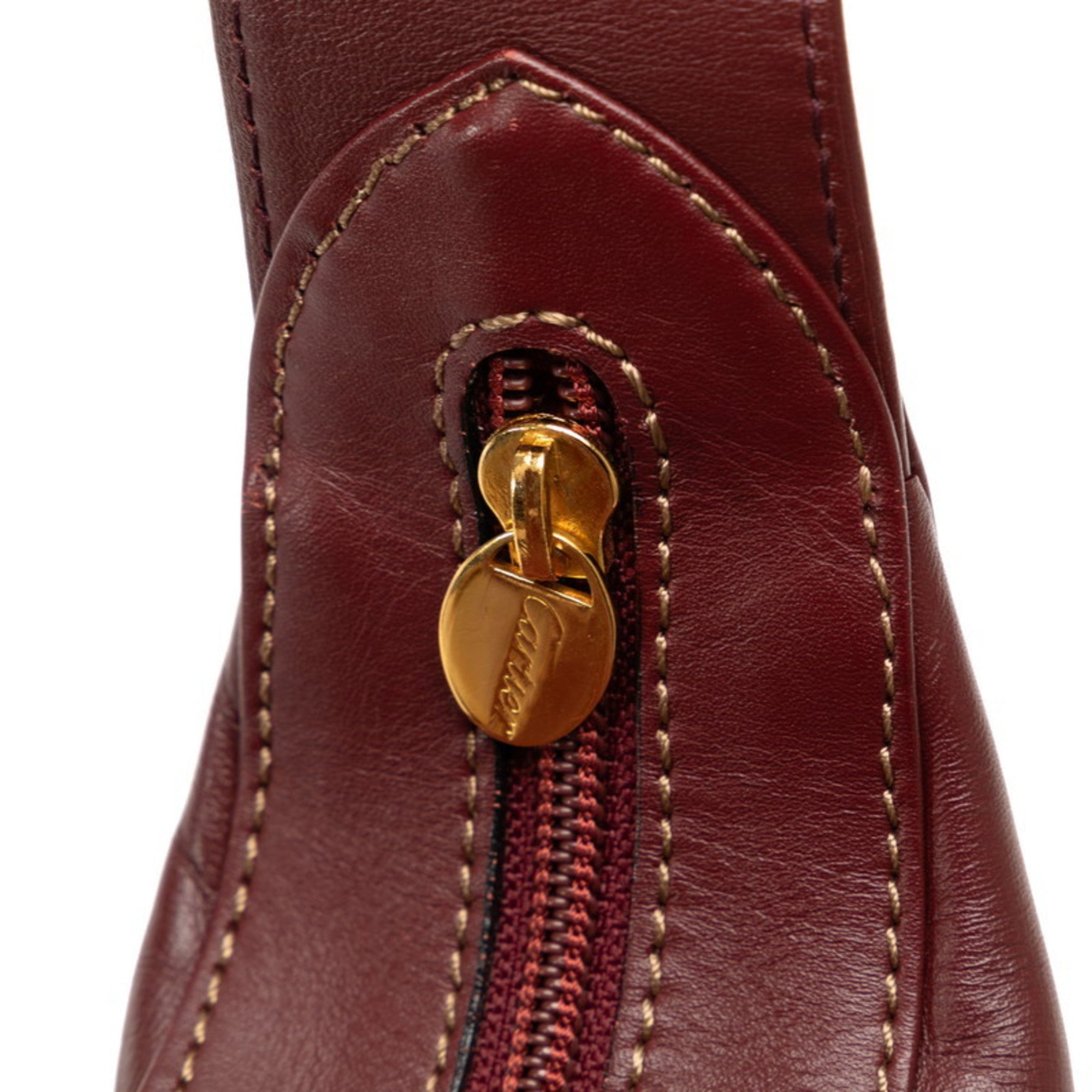 Cartier Bordeaux Wine Red Leather Shoulder Bag (Pre-Owned)