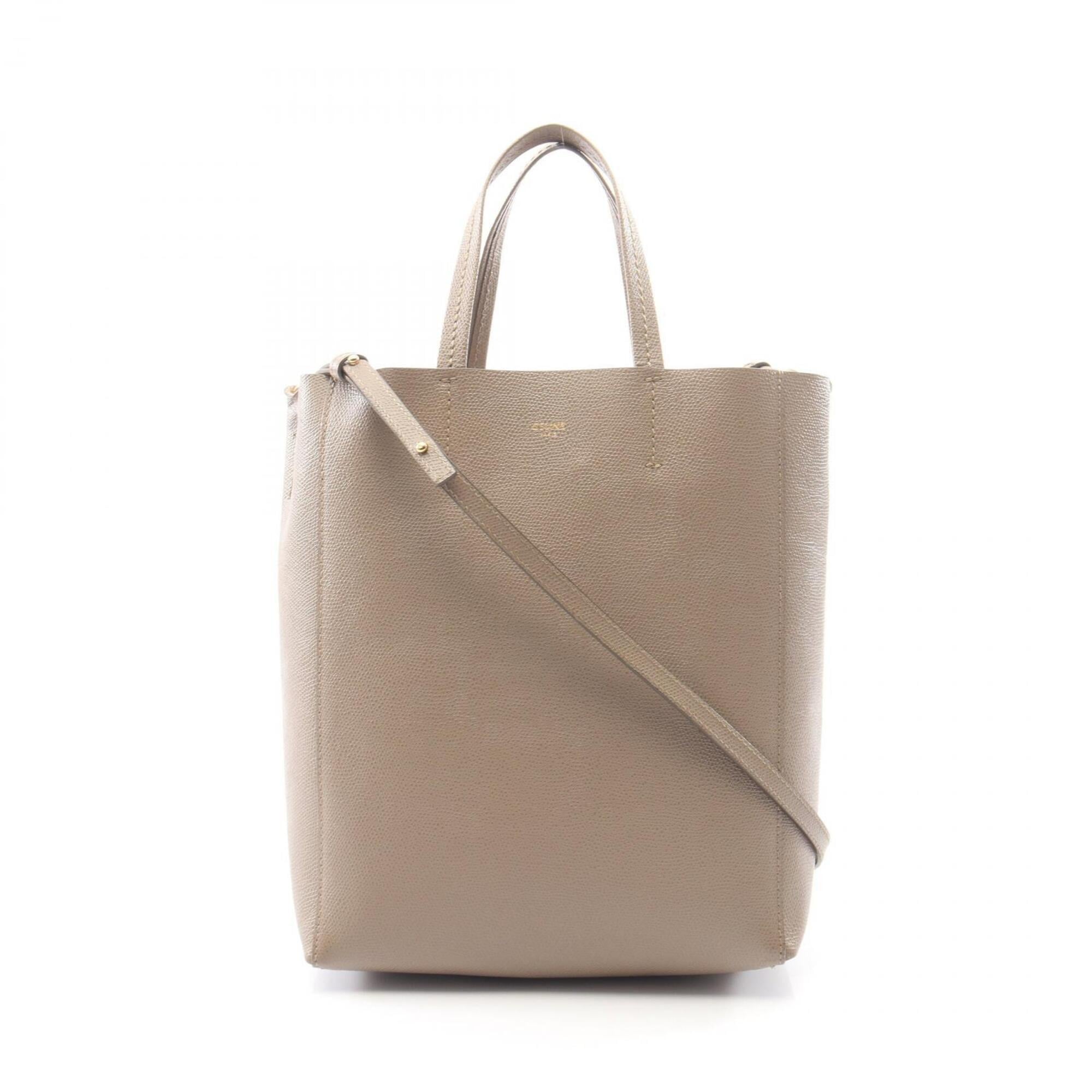 Celine Beige Leather Handbag Tote Bag (Pre-Owned)