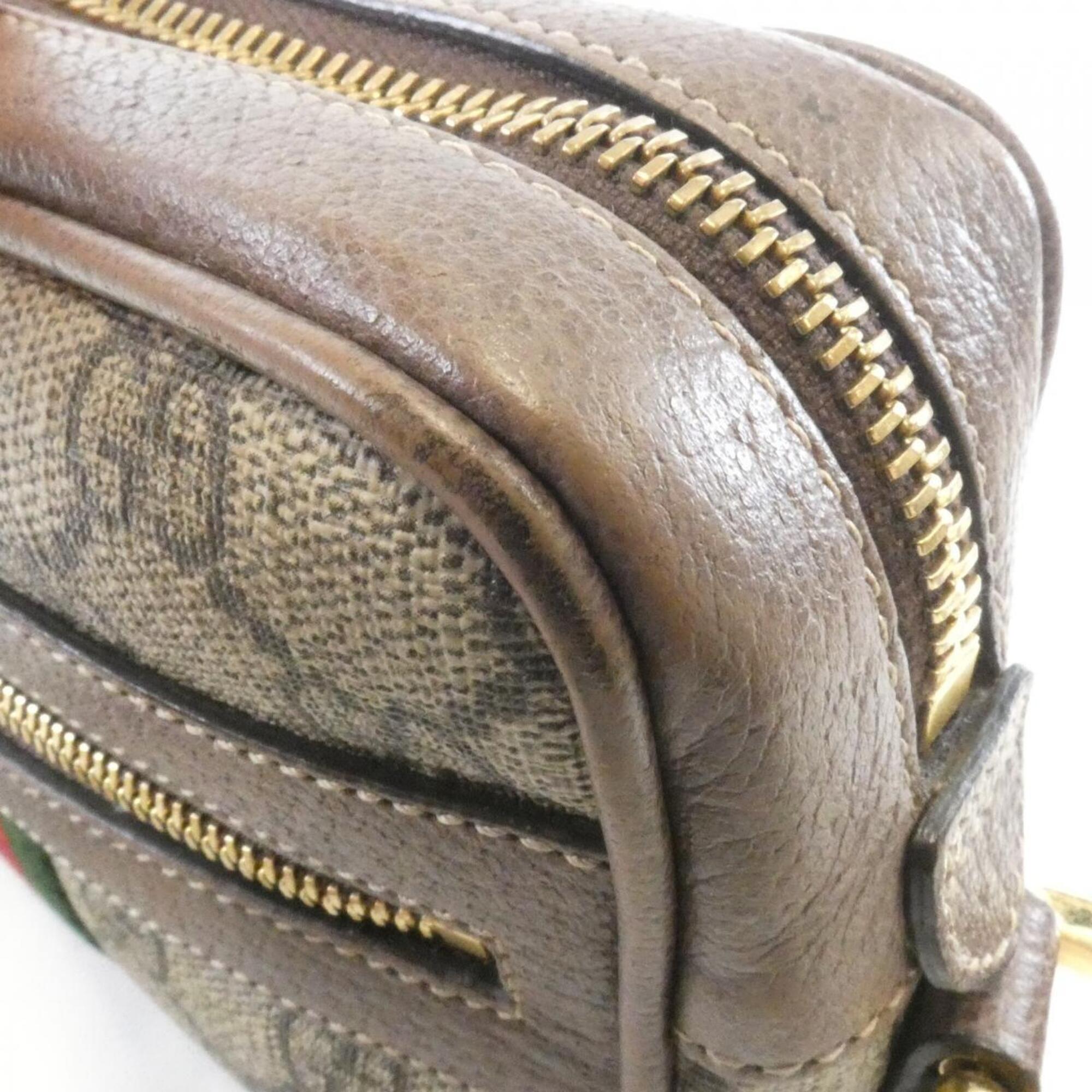 Gucci Ophidia Beige Brown Gg Supreme Leather Shoulder Bag (Pre-Owned)