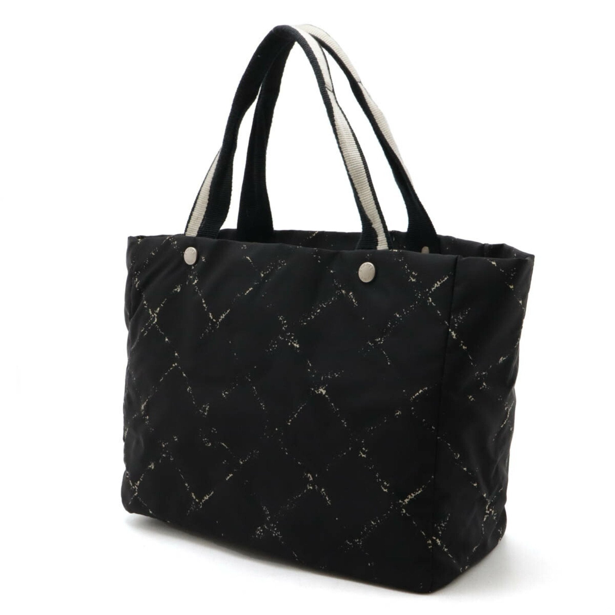 Chanel Black Red Color Nylon Shoulder Bag Tote Bag (Pre-Owned)