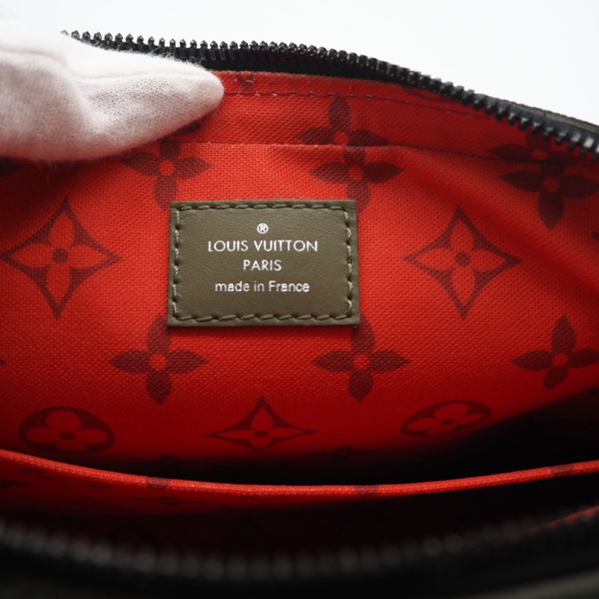 Louis Vuitton Khaki Monogram Red Color Monogram Pouch Shoulder Bag (Pre-Owned)
