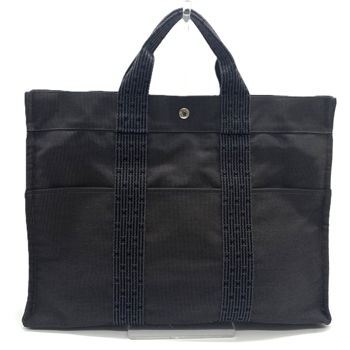 Hermes Her Line Gray Nylon Canvas Tote Bag (Pre-Owned)