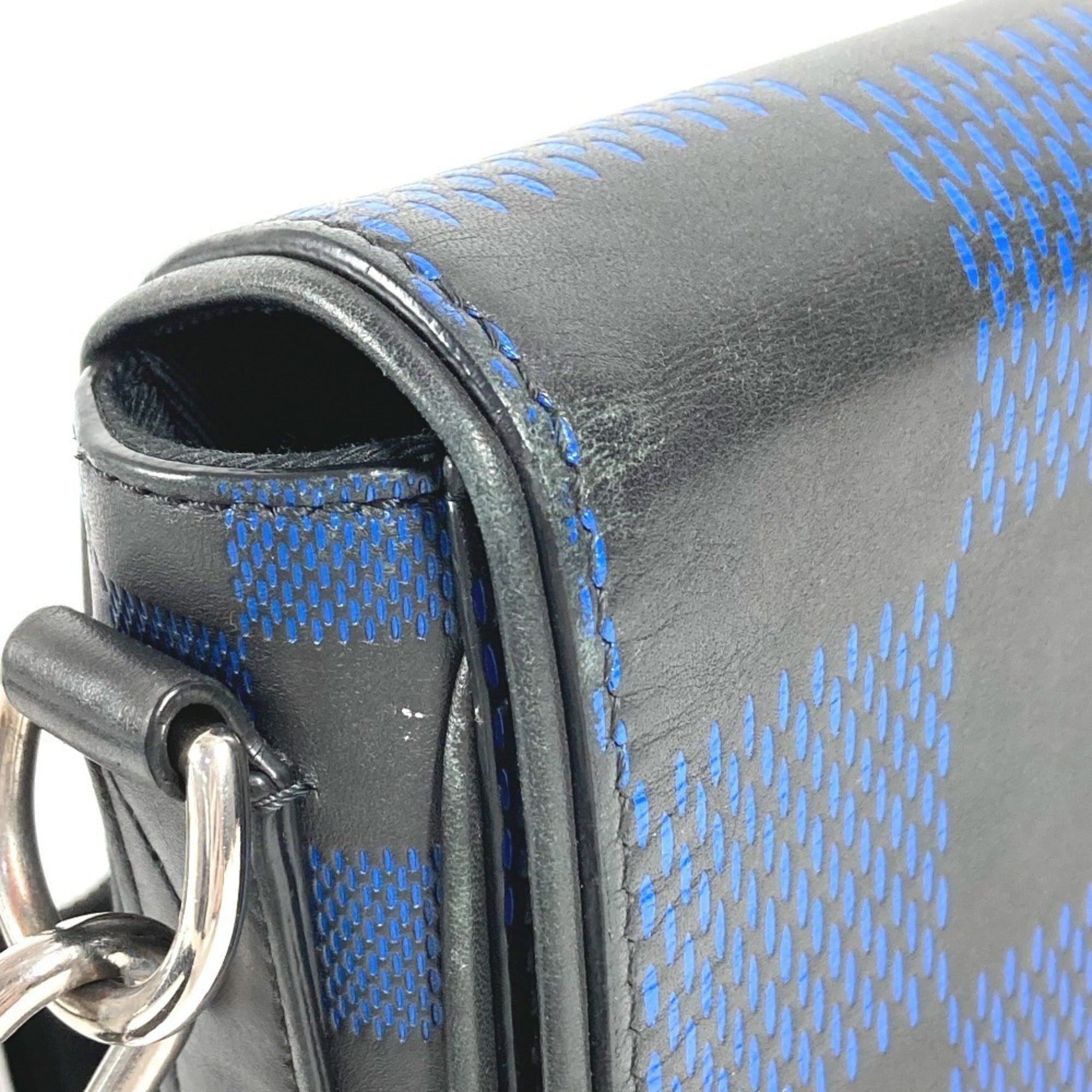 Louis Vuitton Damier Infini Black Blue Leather Messenger Bag Shoulder Bag (Pre-Owned)