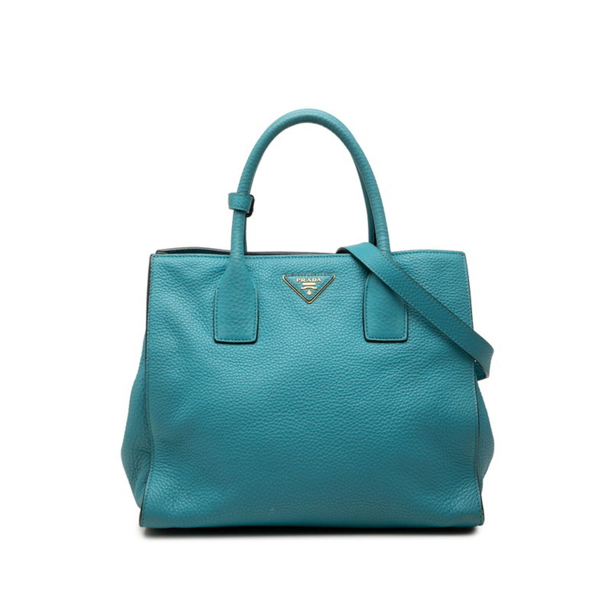 Prada Blue Leather Handbag Shoulder Bag (Pre-Owned)