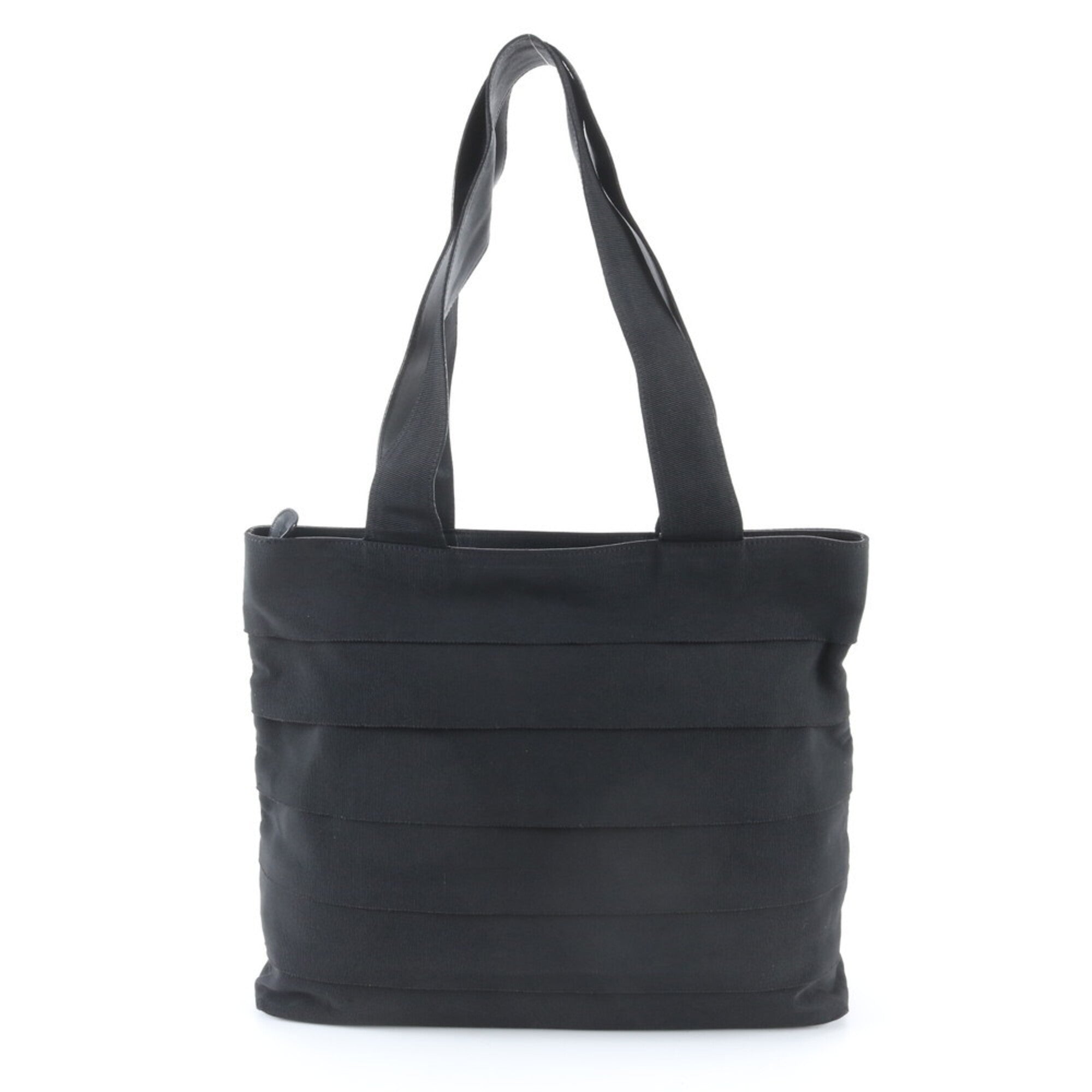 Salvatore Ferragamo Vara Black Canvas Leather Handbag Tote Bag (Pre-Owned)