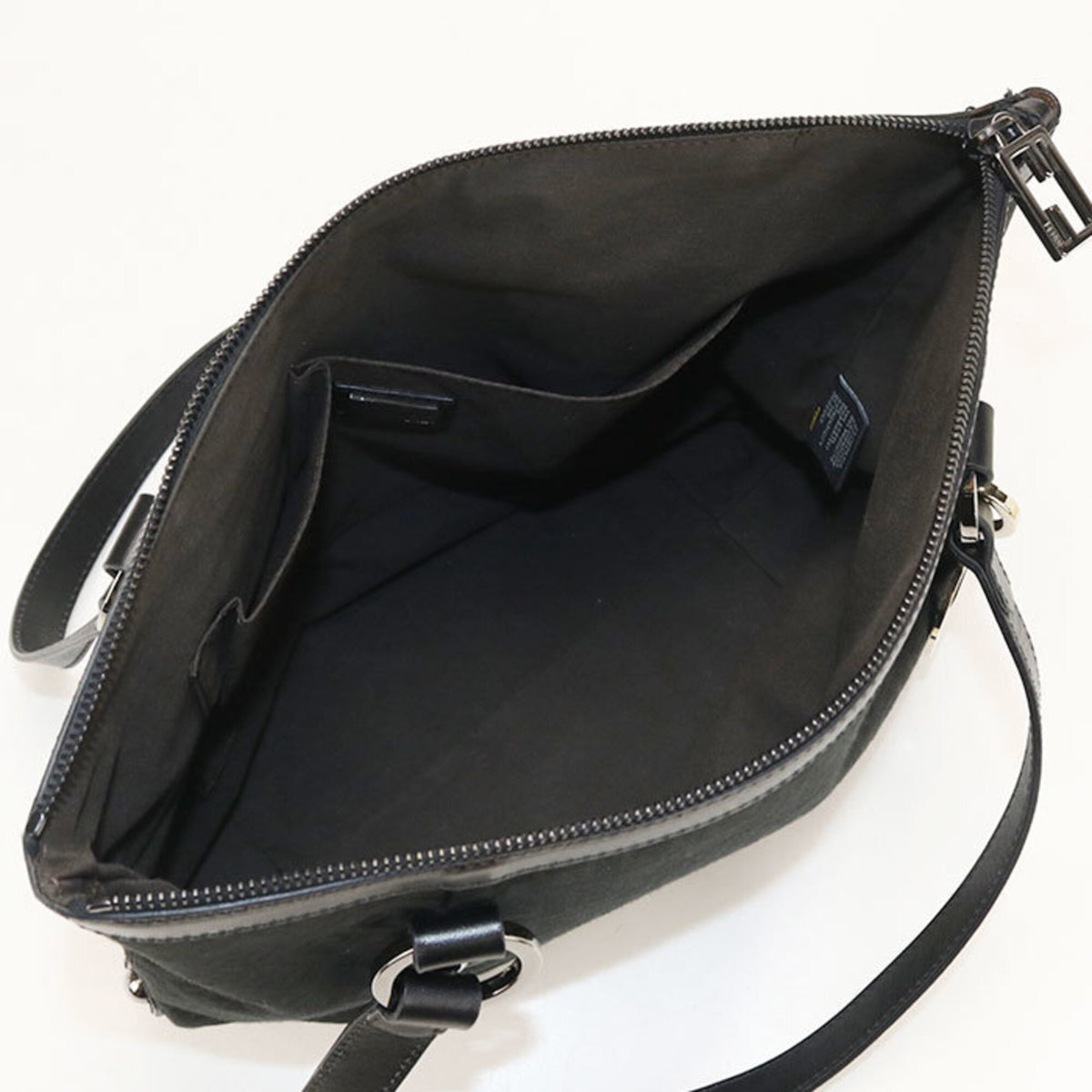 Fendi Black Canvas Leather Tote Bag (Pre-Owned)